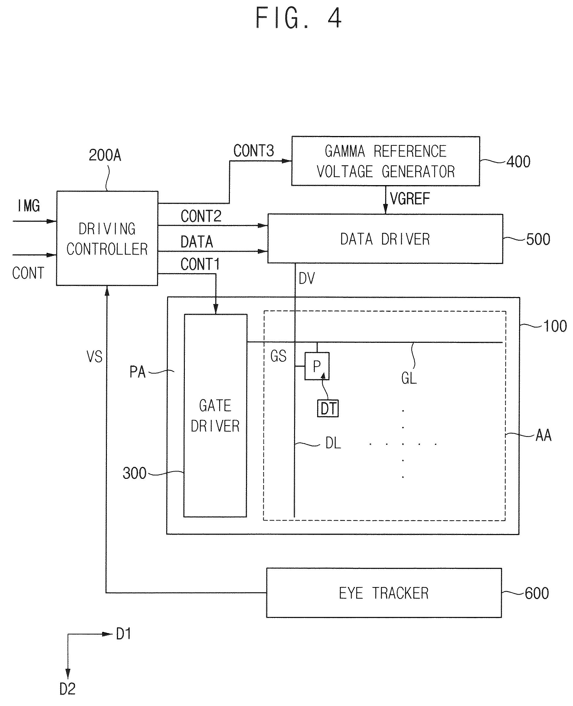 Patent US12315401 Figure 4 – Display apparatus, virtual reality display system including the same, augmented reality display system and method of driving the same