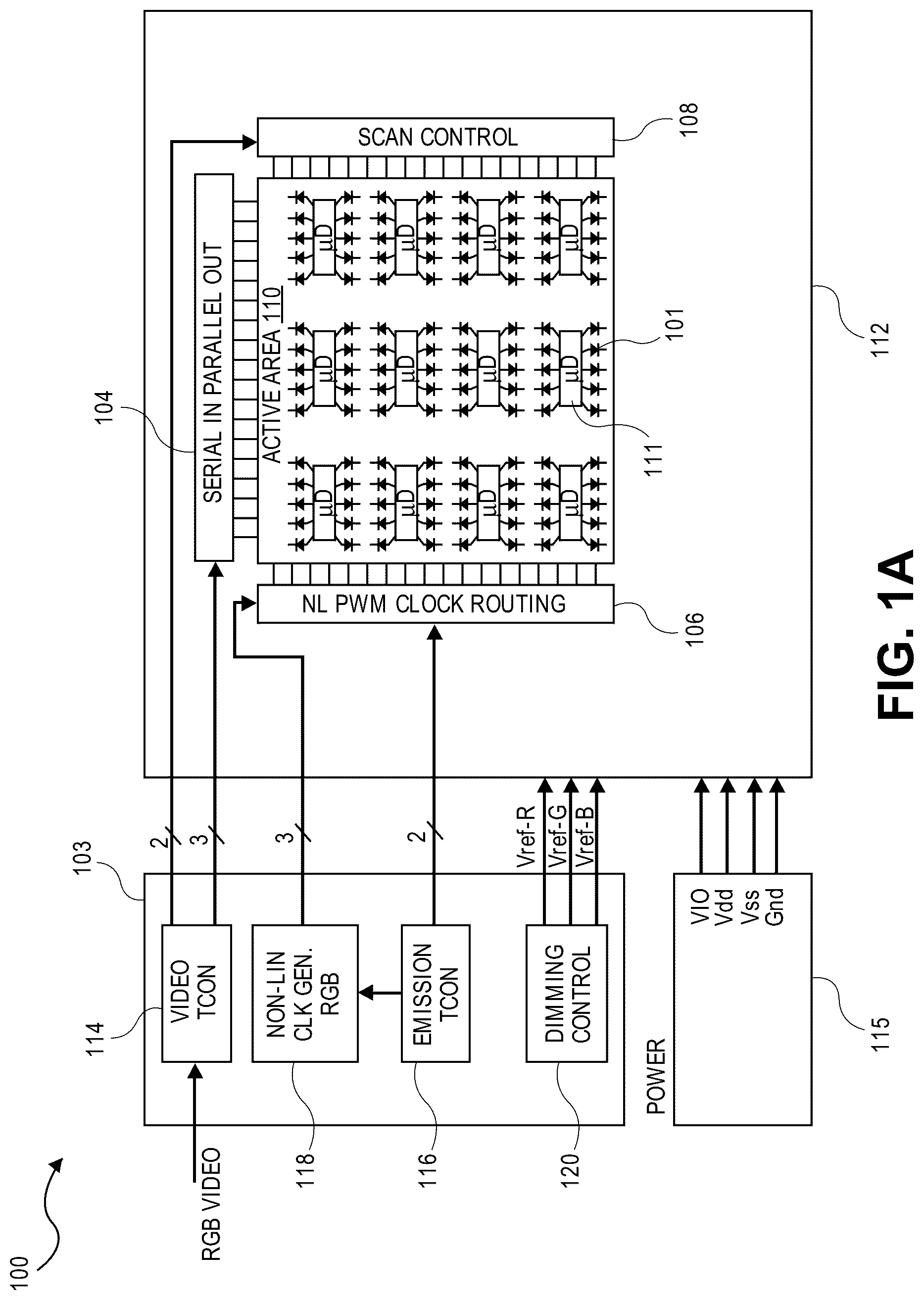 Patent US12315418 Figure 1 – Display panel redundancy schemes