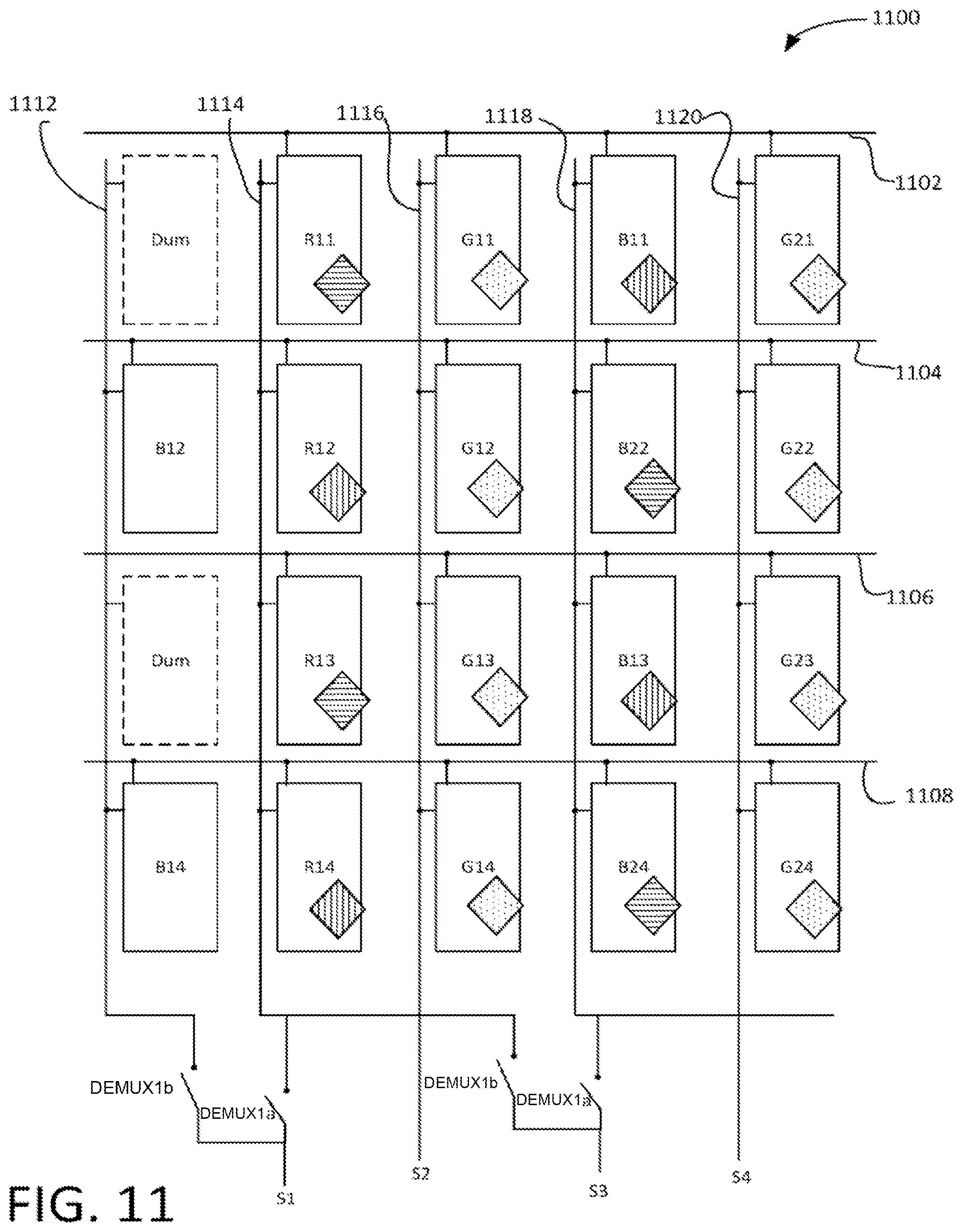 Patent US12315438 Figure 13 – Column interchangeable demultiplexer structure in displays