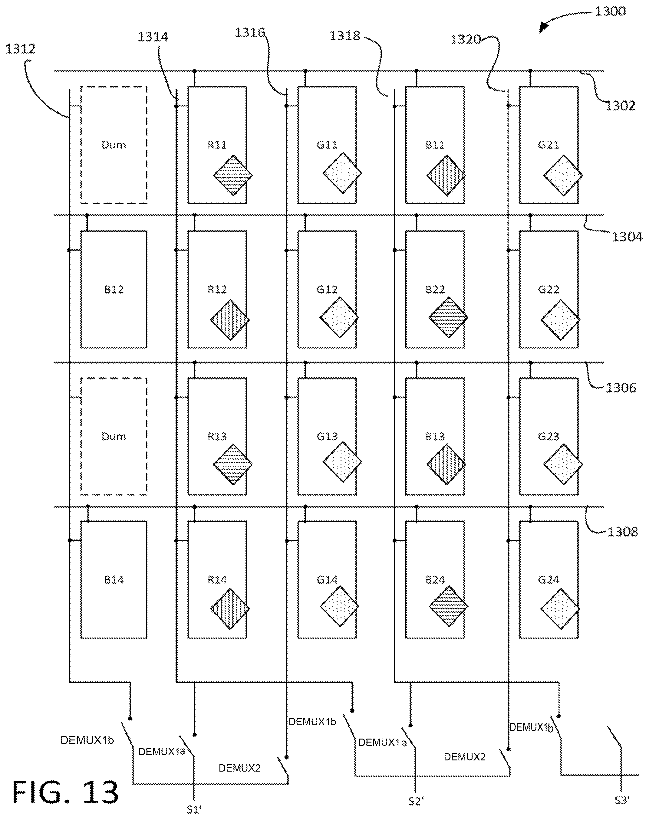 Patent US12315438 Figure 15 – Column interchangeable demultiplexer structure in displays