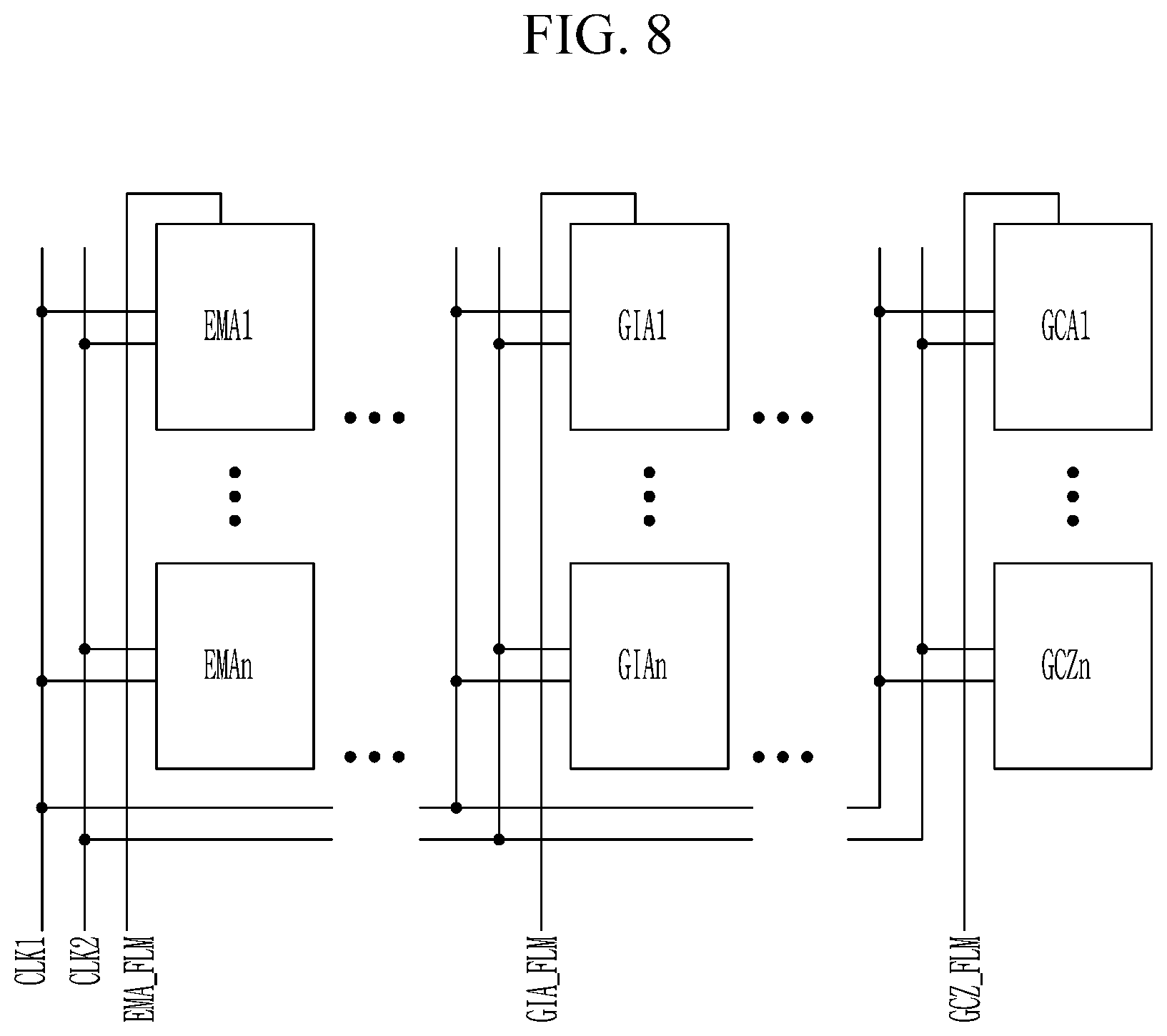Patent US12315445 Figure 8 – Display device including a signal line connected to driving circuits of different columns