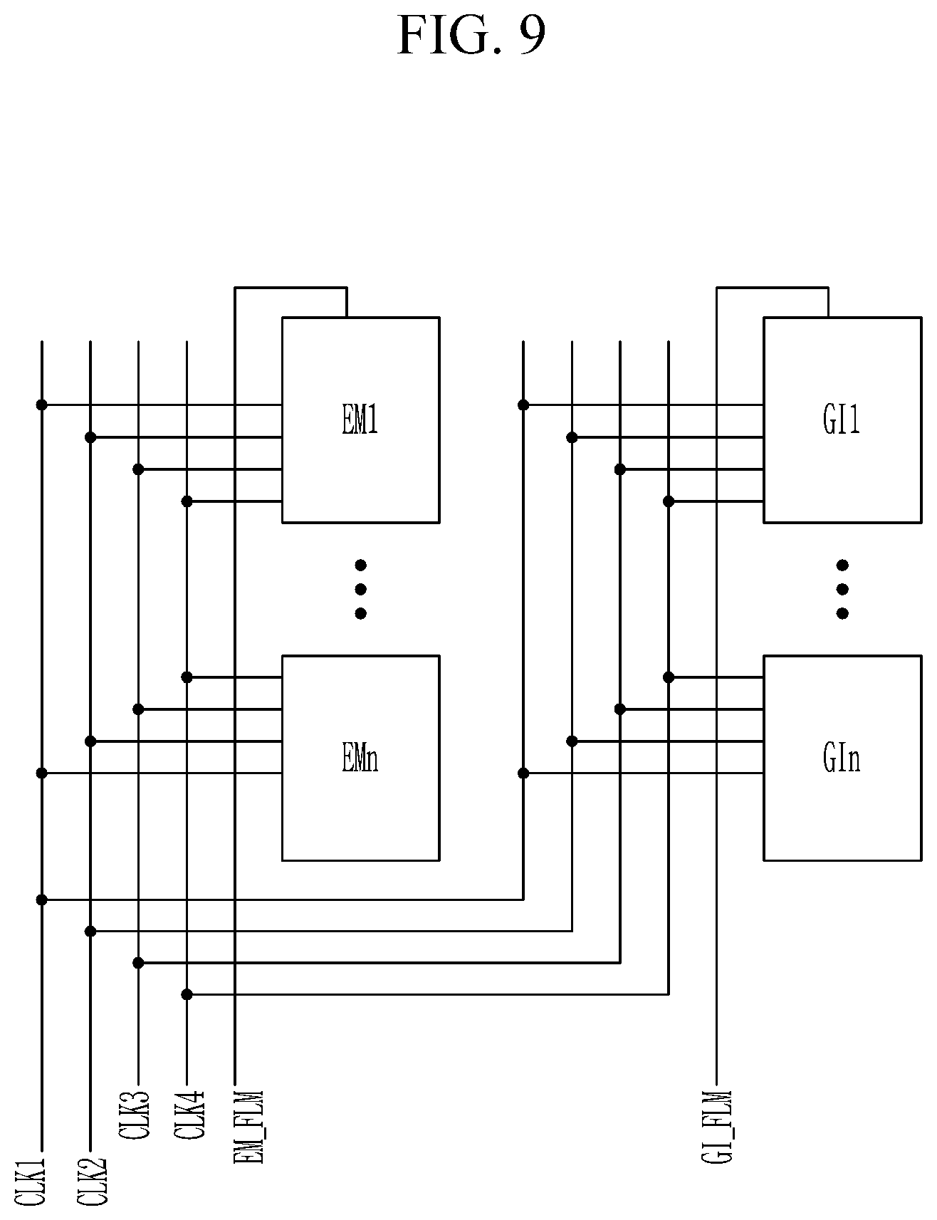 Patent US12315445 Figure 9 – Display device including a signal line connected to driving circuits of different columns