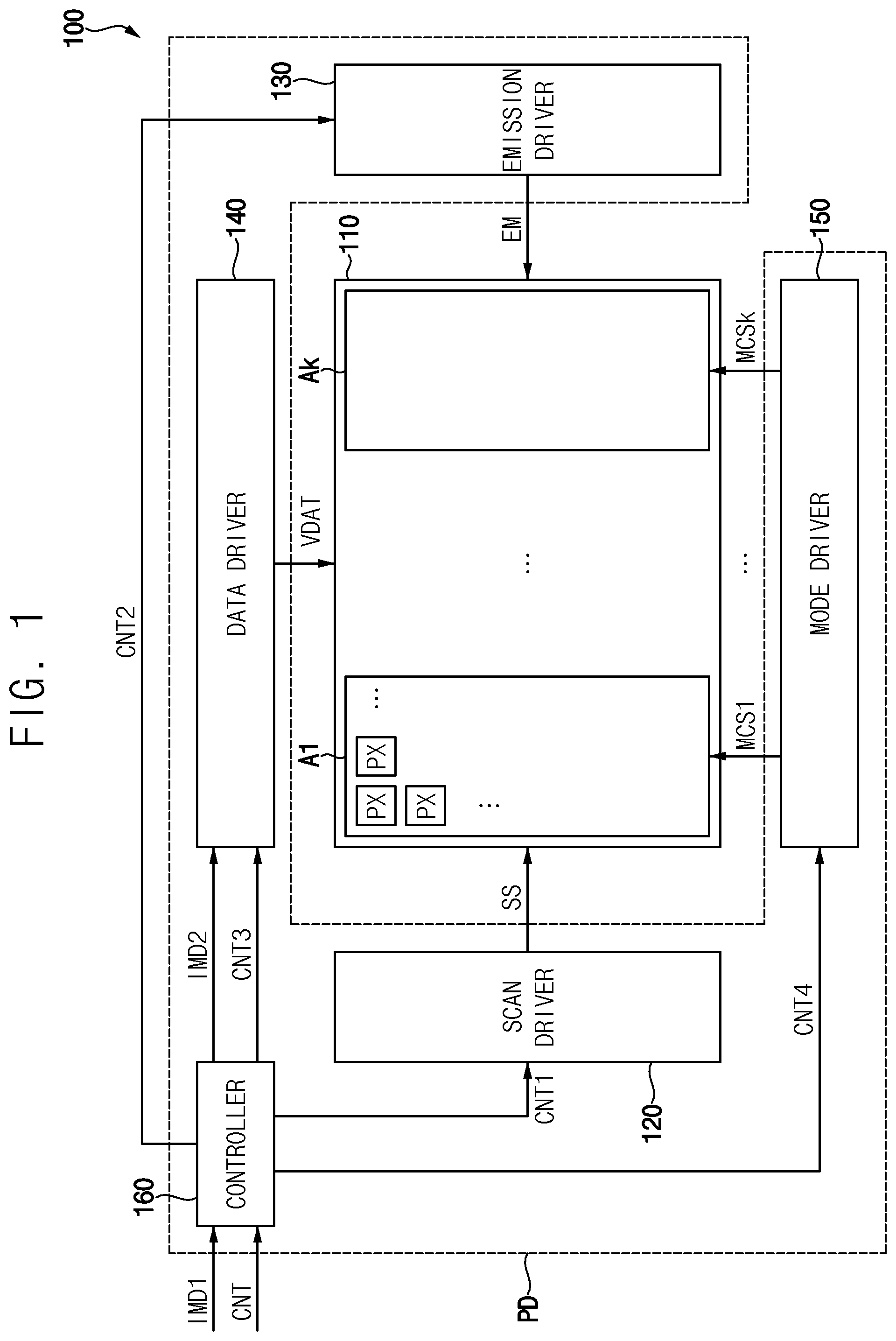 Patent US12315457 — Display device having a plurality of areas driven in a plurality of modes — Figure 1