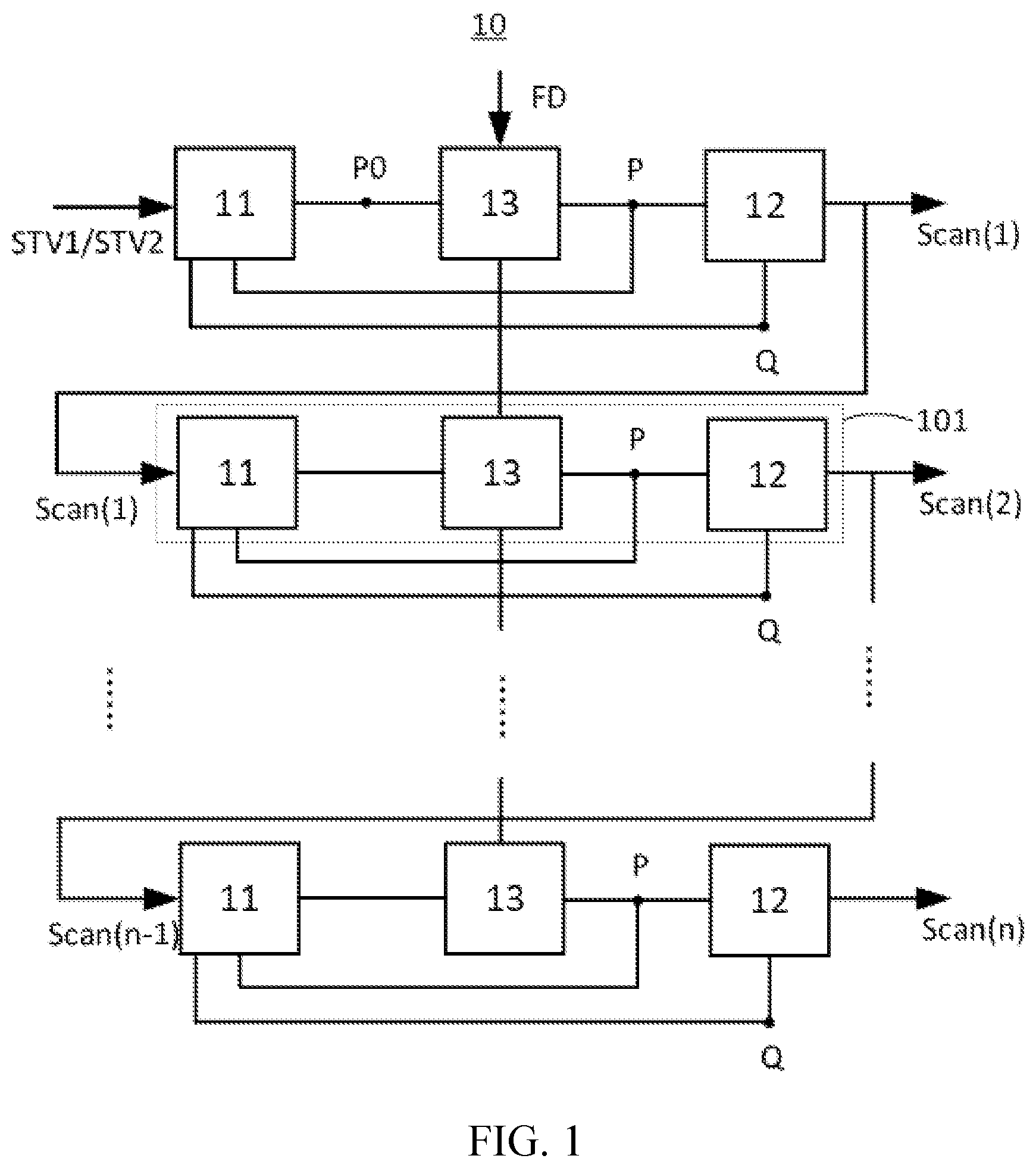 Patent US12315458 Figure 1 – Gate drivings module and display panels