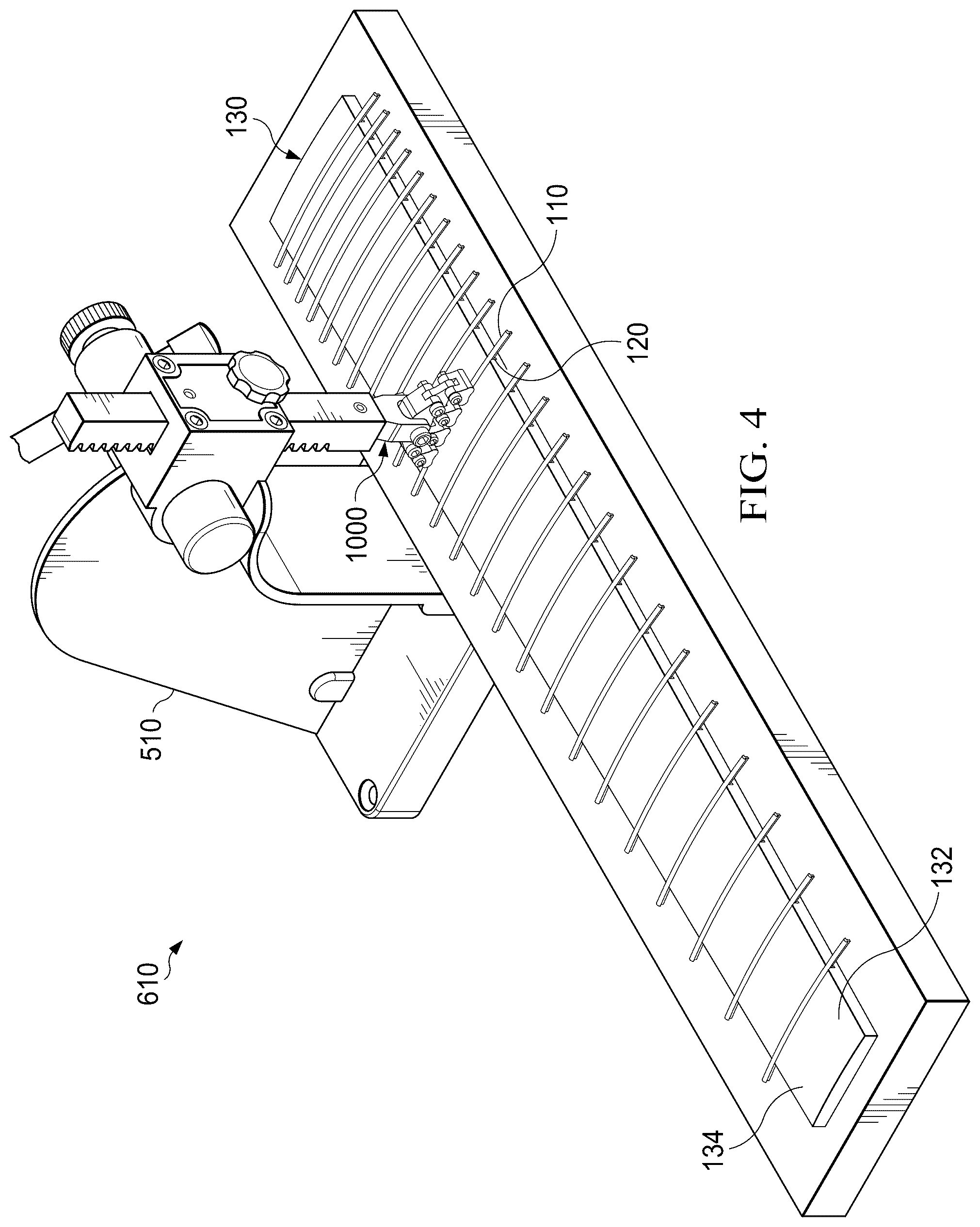Patent US12315475 Figure 4 – Self-conforming-radius fret press for stringed instruments