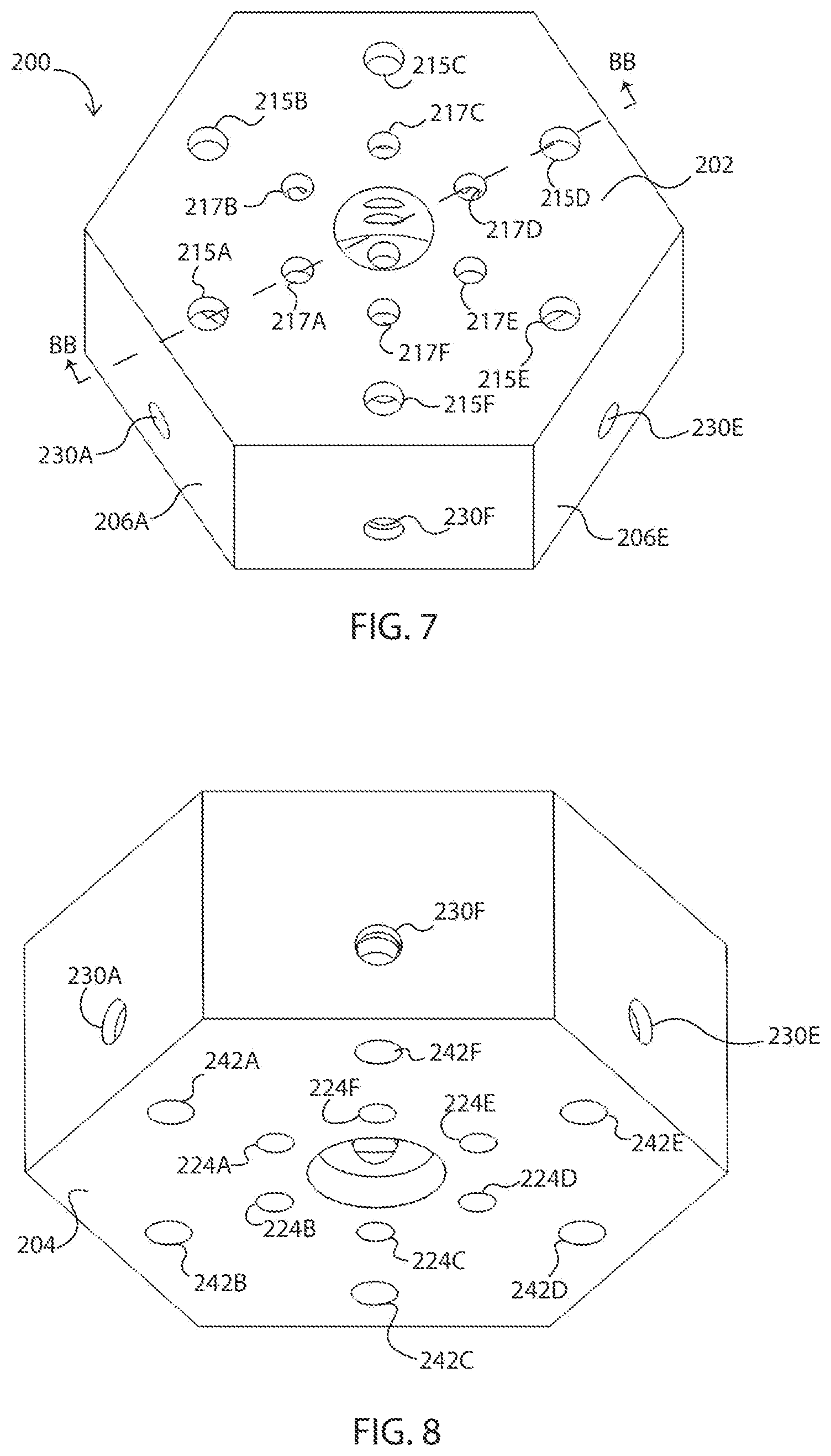Patent US12315485 Figure 4 – Metamaterial design with perforated nozzles for acoustic noise reduction