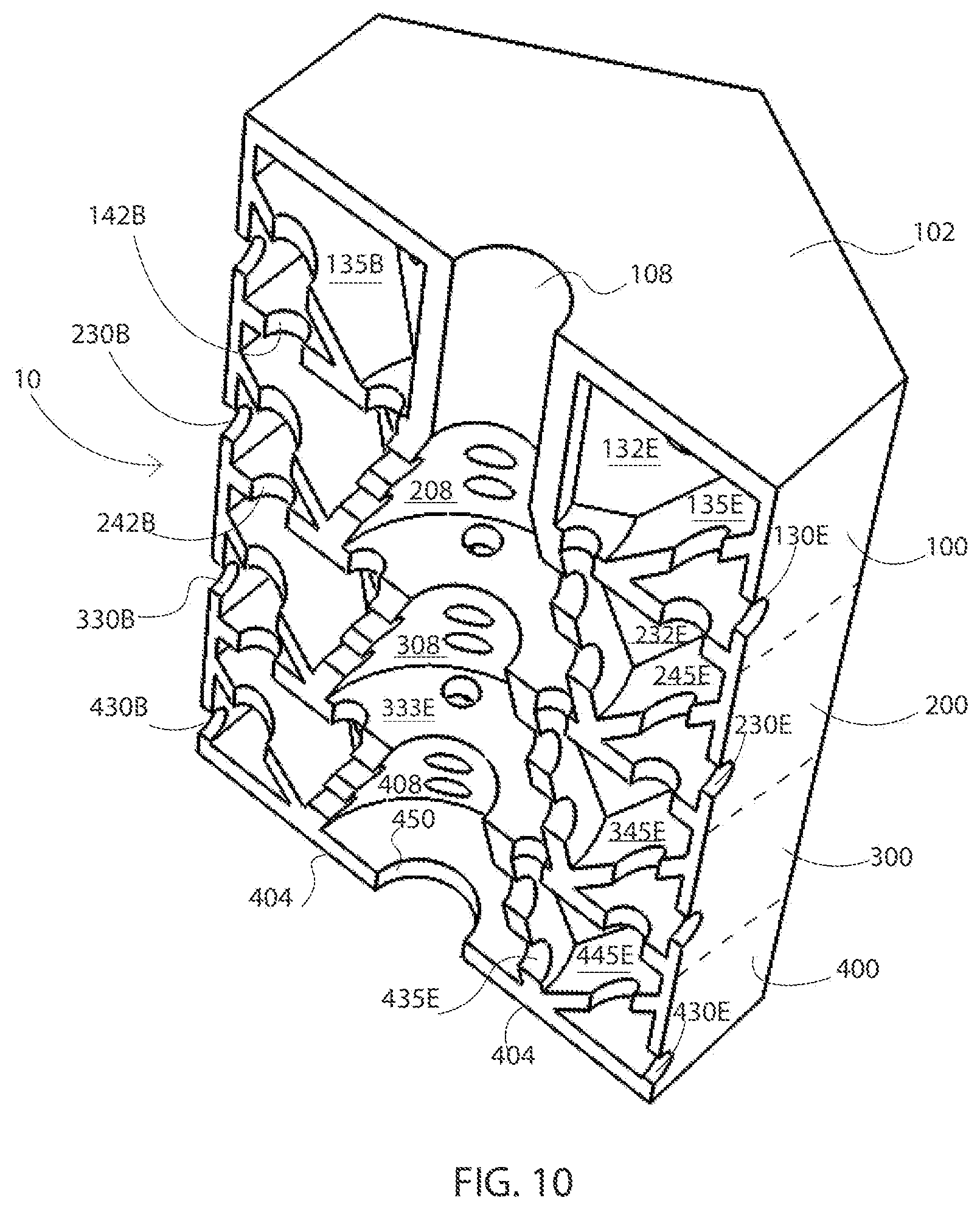 Patent US12315485 Figure 6 – Metamaterial design with perforated nozzles for acoustic noise reduction