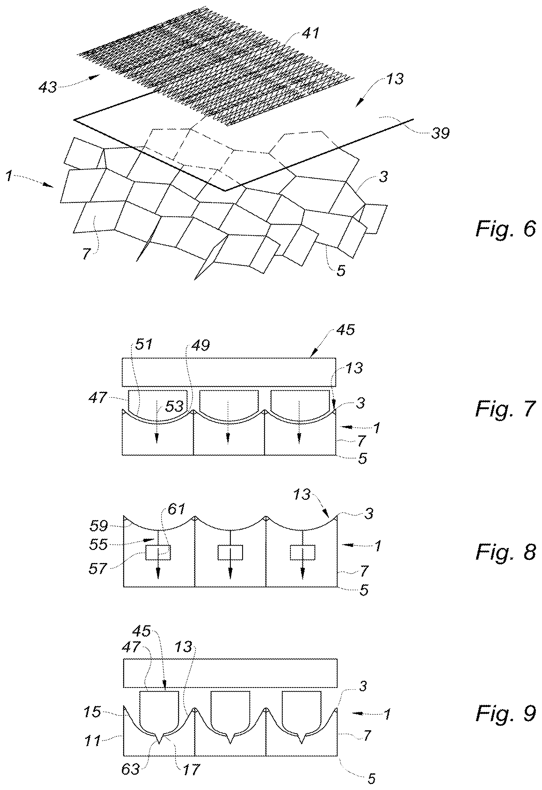Patent US12315486 Figure 3 – Method for creating alveolar cores having open inner conical shapes