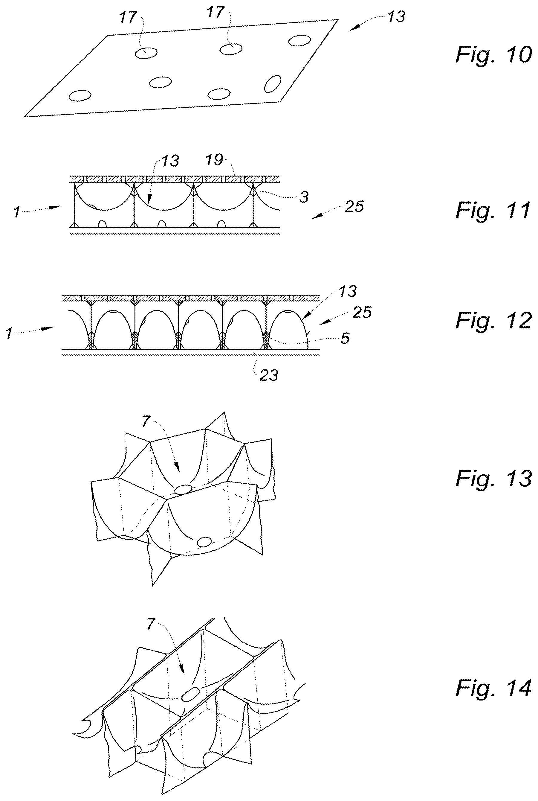 Patent US12315486 Figure 4 – Method for creating alveolar cores having open inner conical shapes