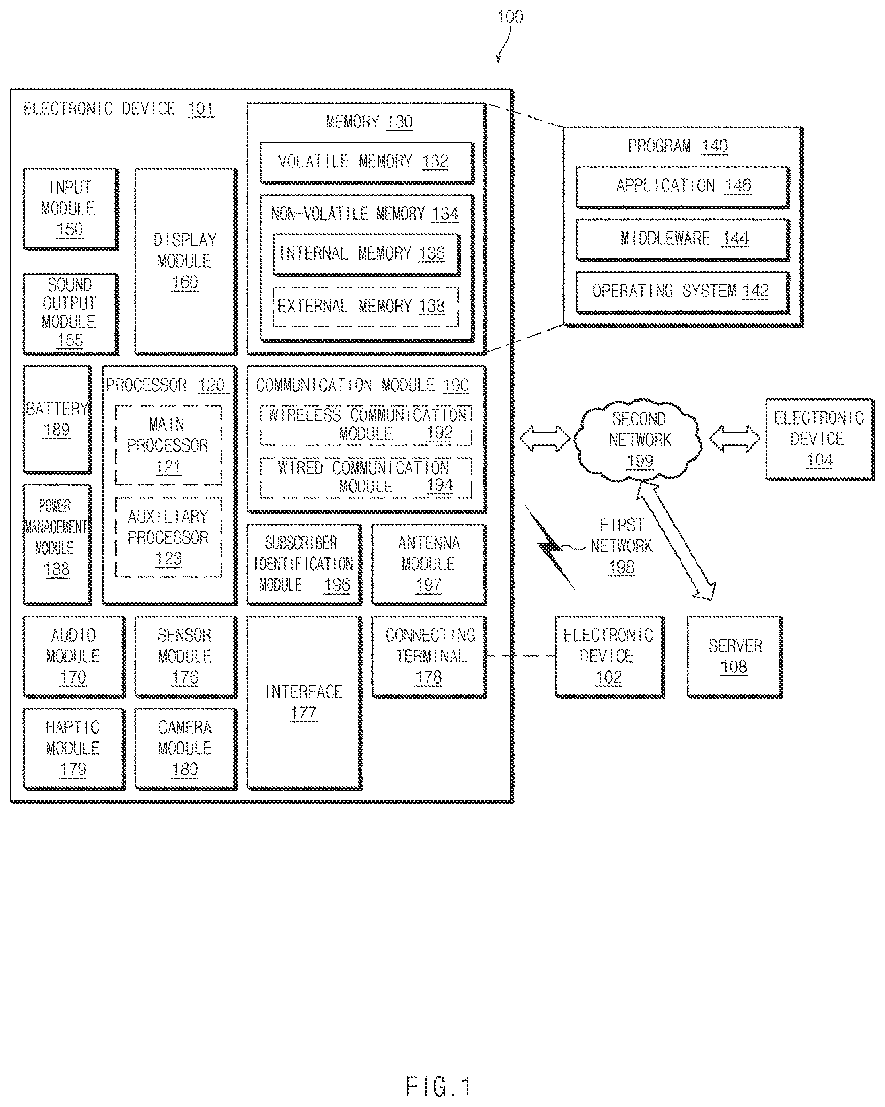 Patent US12315494 Figure 1 – Electronic device and operation method