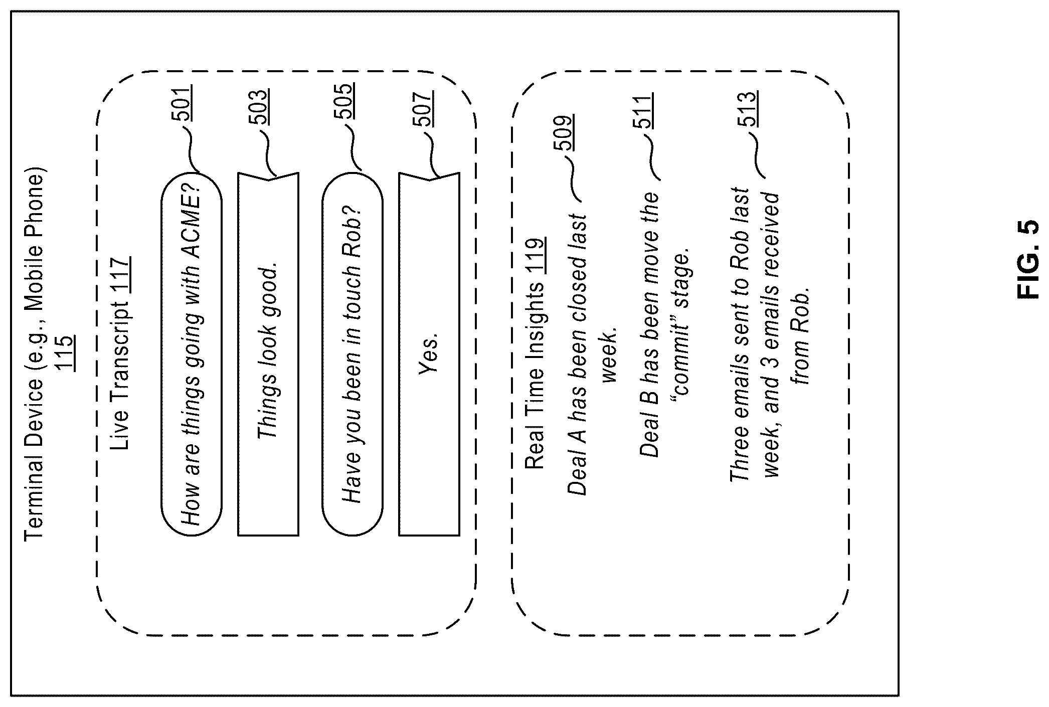 Patent US12315505 Figure 5 – Methods and systems for providing insights in real-time during a conversation