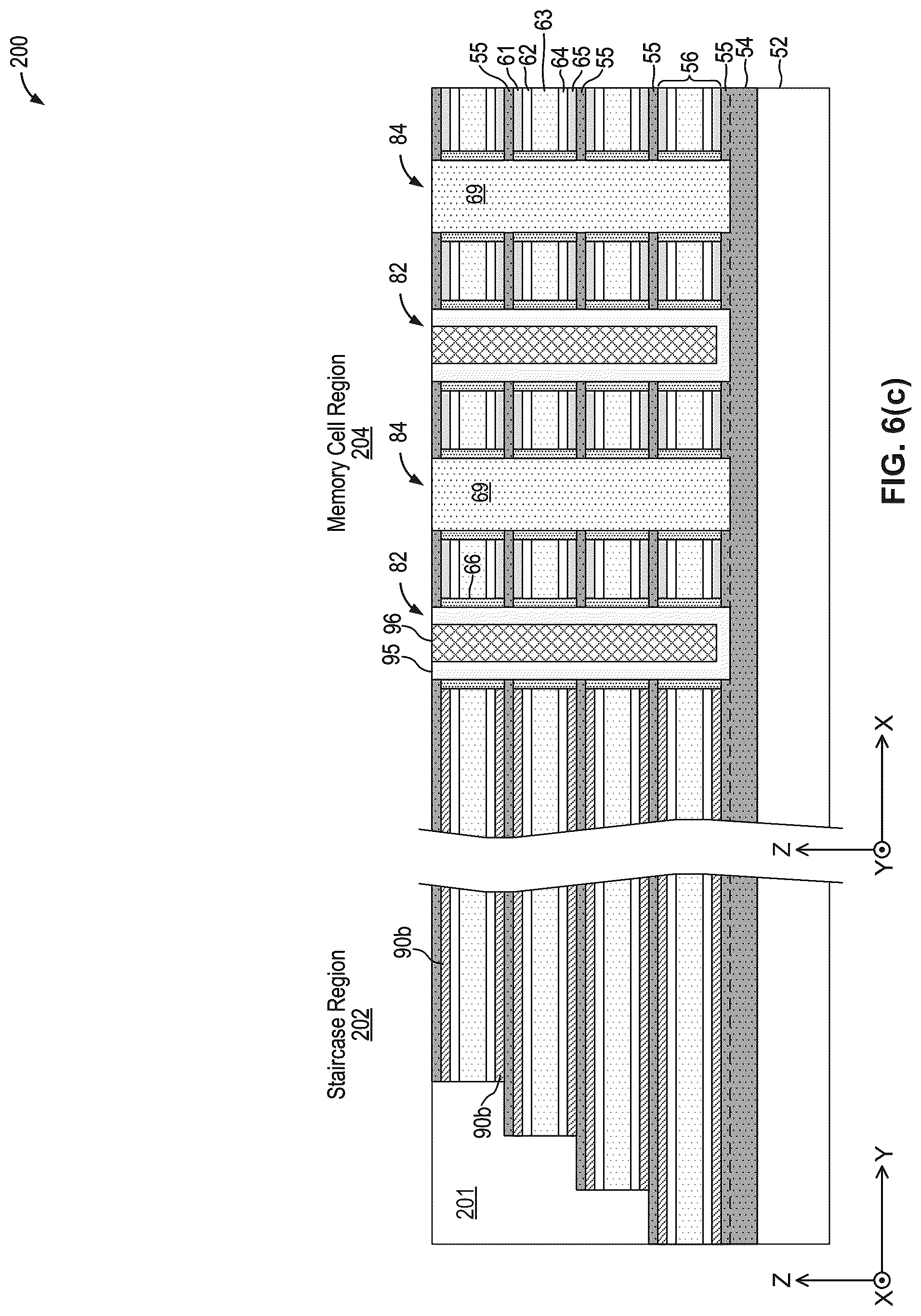 Patent US12315565 Figure 8 – Three-dimensional memory structure fabricated using repeated active stack sections