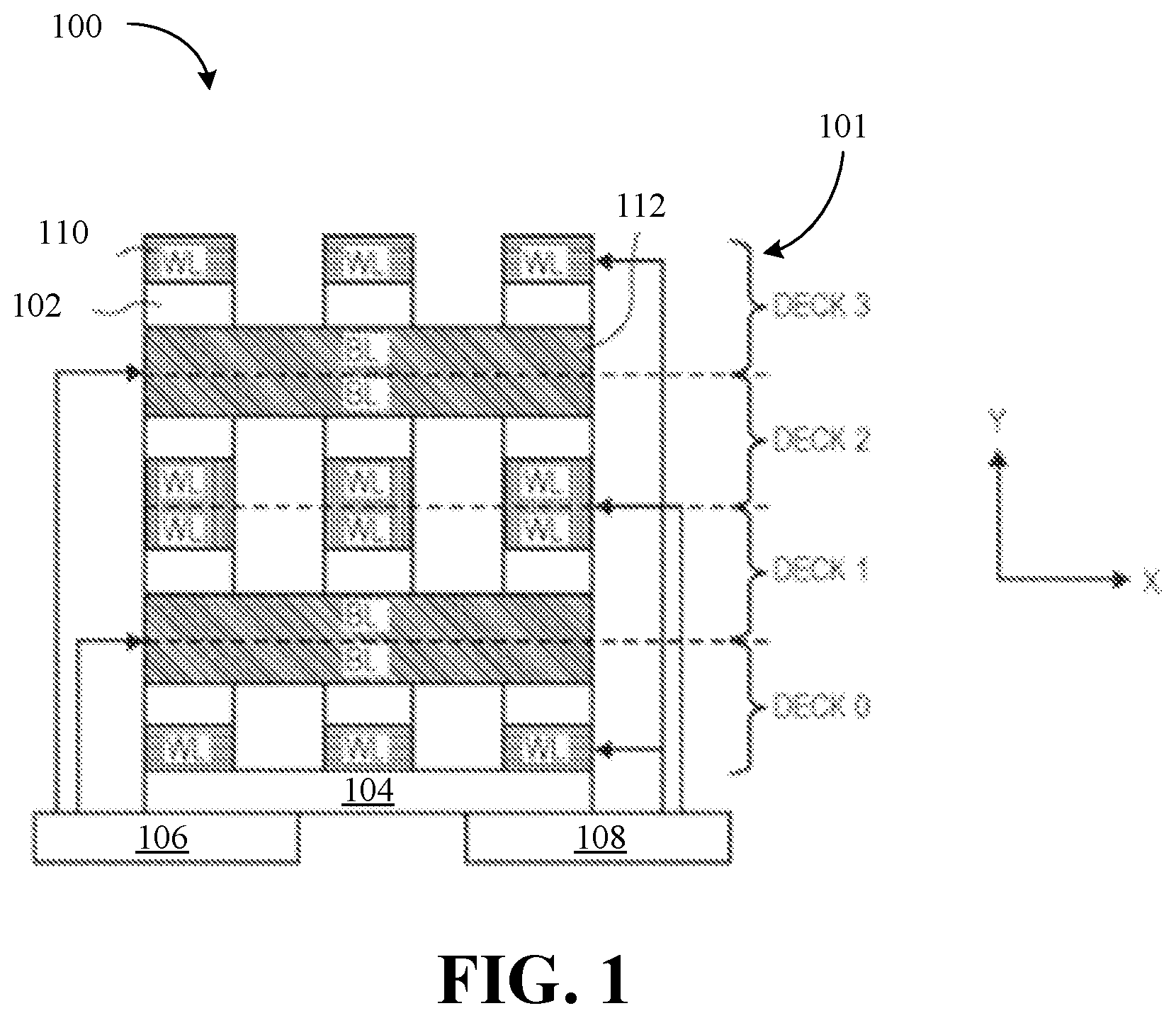 Patent US12315567 Figure 1 – Grouped global wordline driver with shared bias scheme