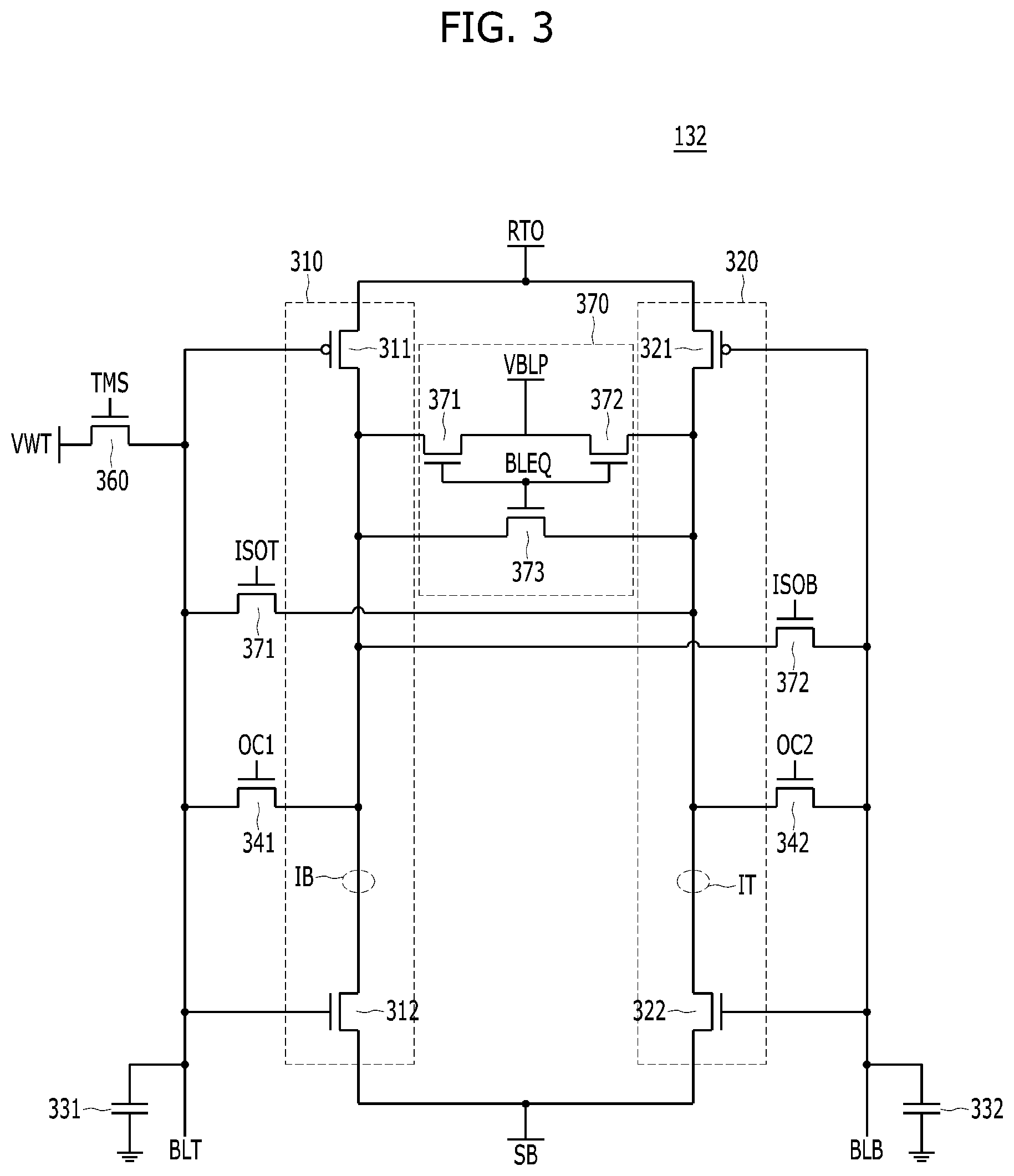 Patent US12315579 Figure 3 – Memory device including sense amplifying circuit