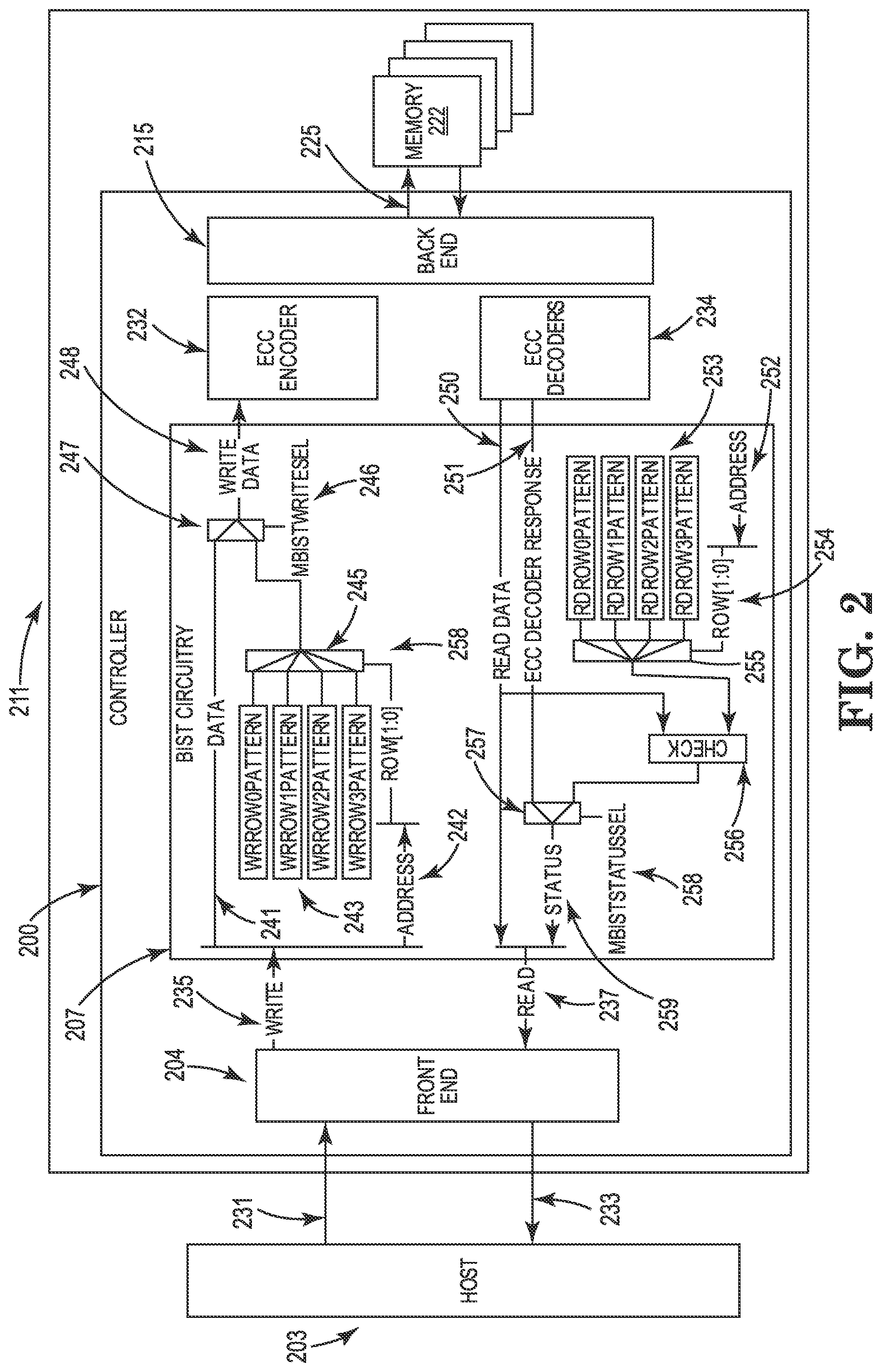 Patent US12315580 Figure 2 – Built-in self-test circuitry