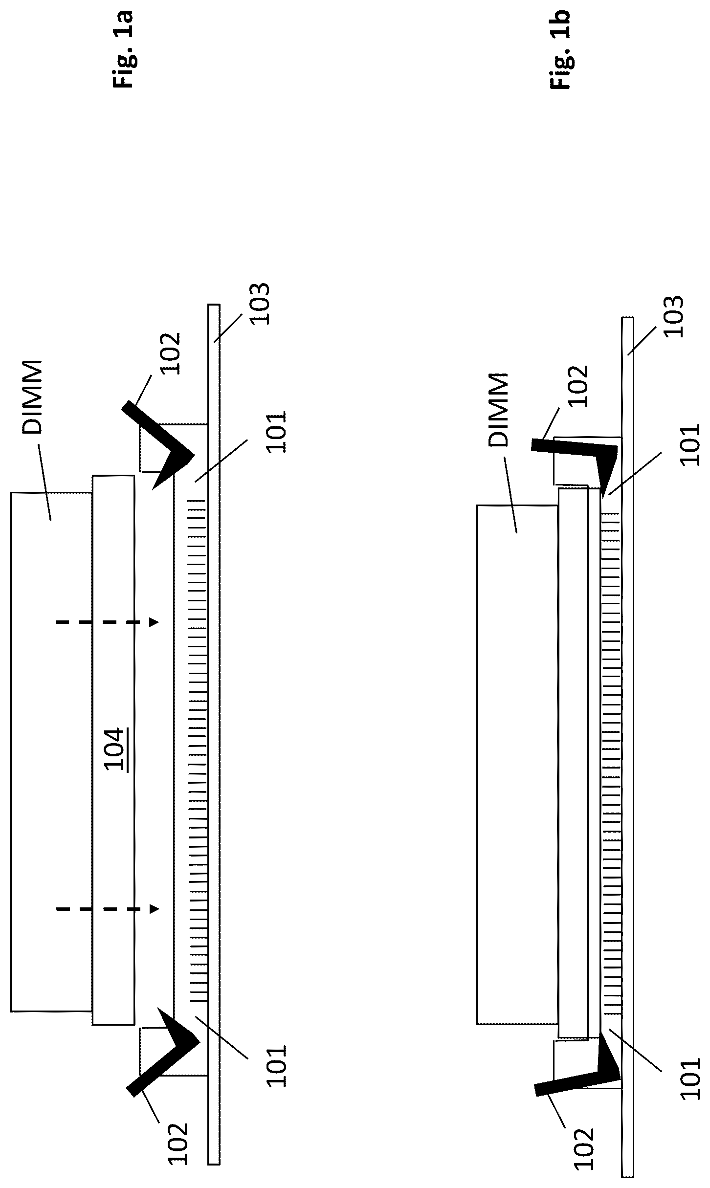 Patent US12315587 Figure 1 – DIMM socket with seating floor to meet both longer length edge contacts and shorter length edge contacts