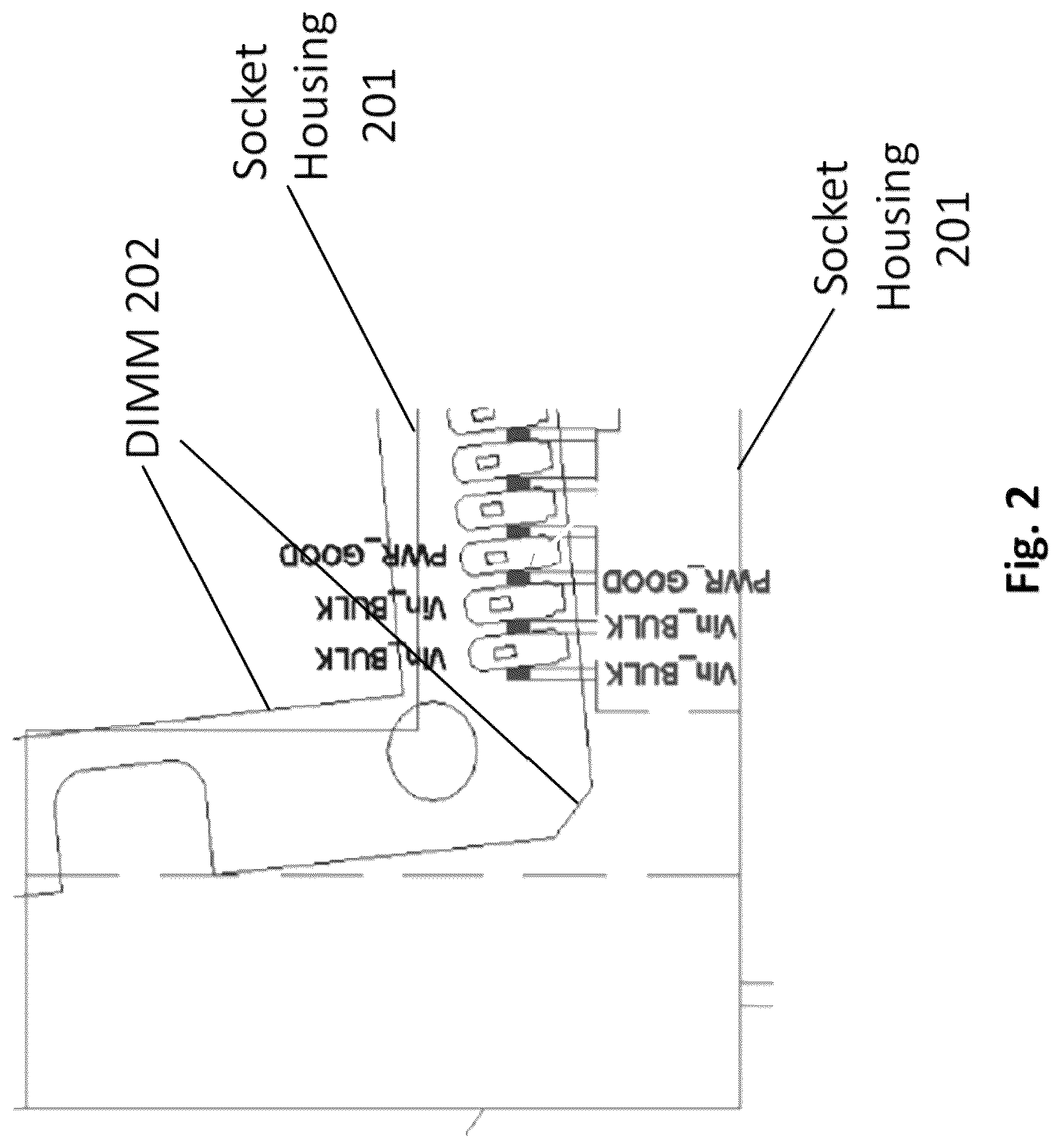 Patent US12315587 Figure 3 – DIMM socket with seating floor to meet both longer length edge contacts and shorter length edge contacts