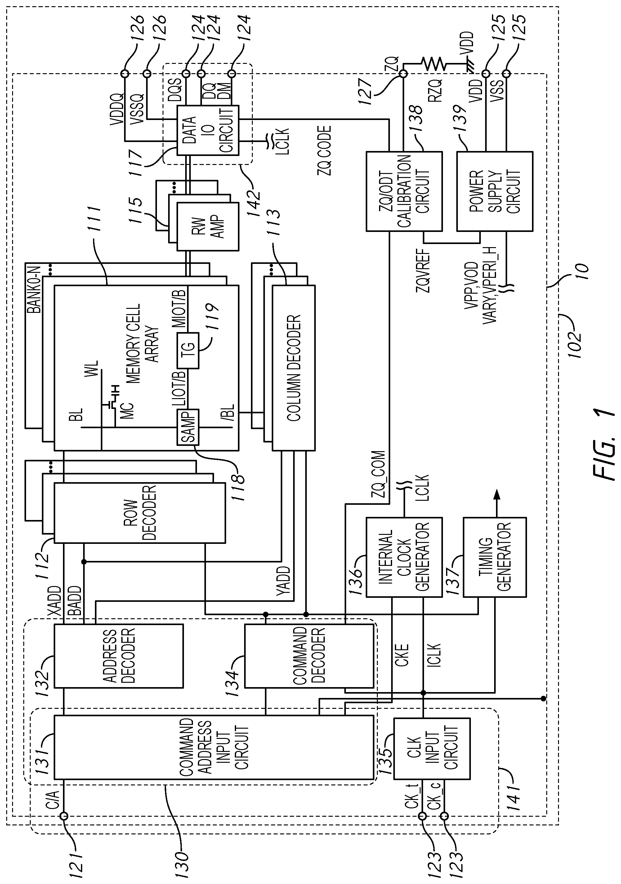 Patent US12315592 — Apparatuses for timing control in write path — Figure 1