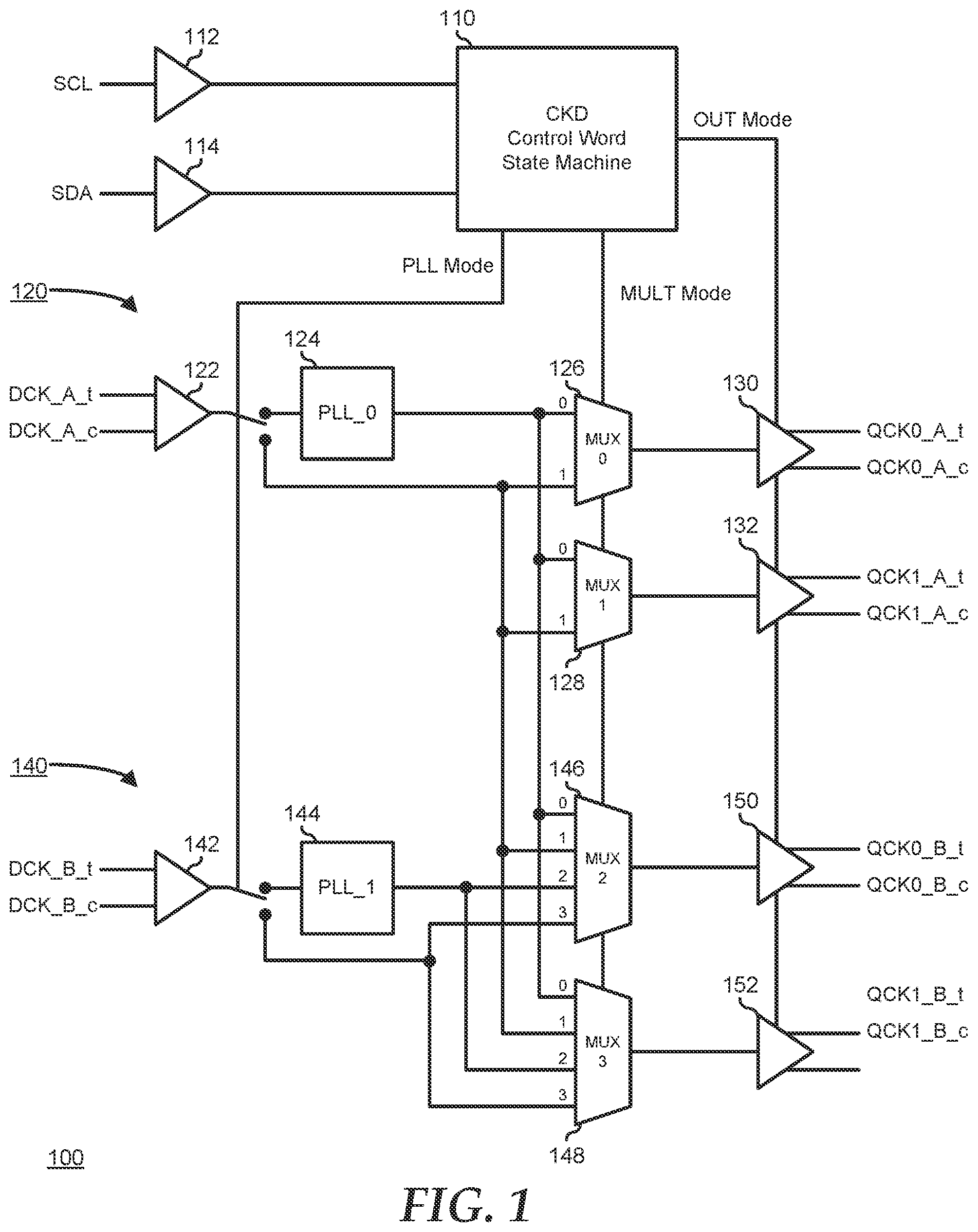 Patent US12315594 — Controlling memory module clock buffer power in a system with a single memory clock per memory module — Figure 1