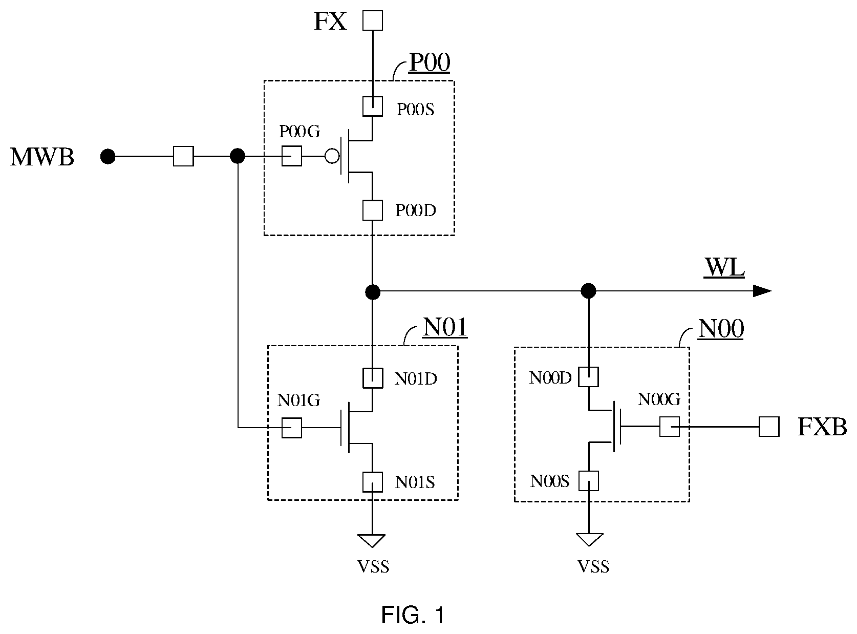 Patent US12315596 Figure 1 – Word line driver, word line driver array, and semiconductor structure