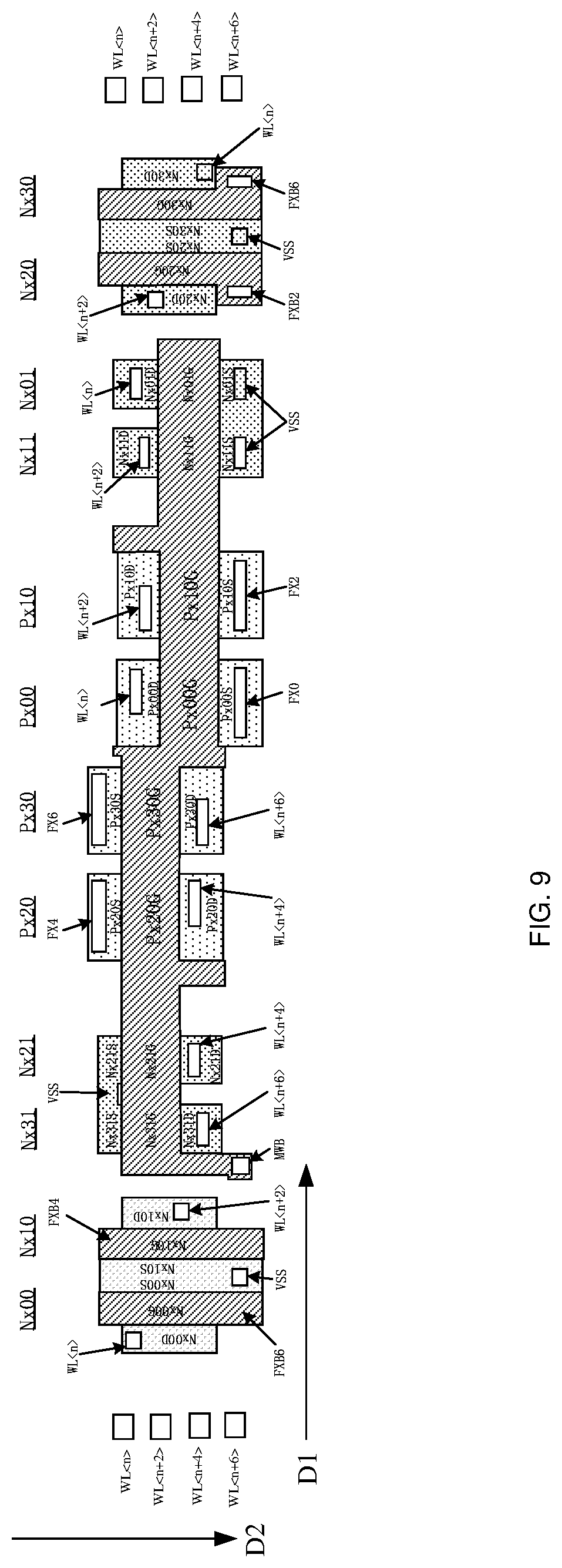 Patent US12315596 Figure 9 – Word line driver, word line driver array, and semiconductor structure