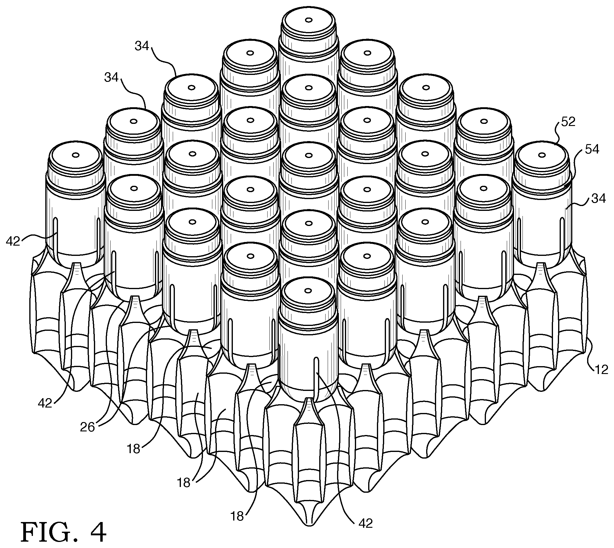 Patent US12315646 Figure 4 – Fuel assembly arrangement for retaining fuel rod end plug to bottom nozzle