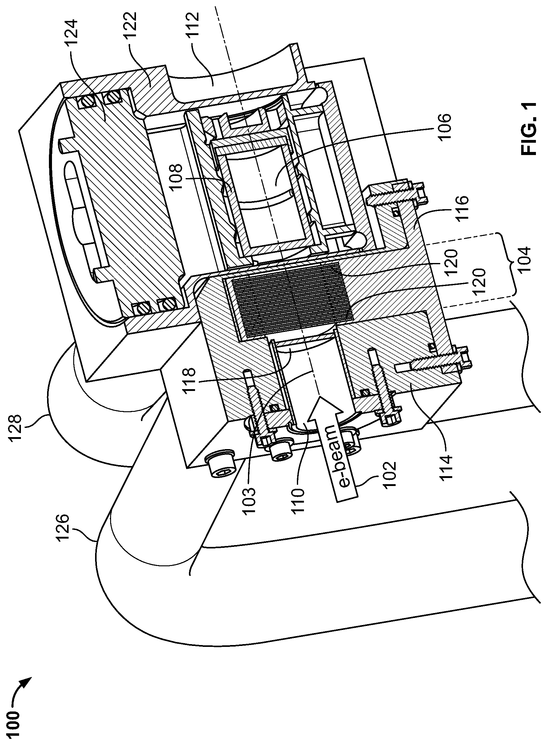 Patent US12315651 Figure 1 – Efficient bremsstrahlung converter