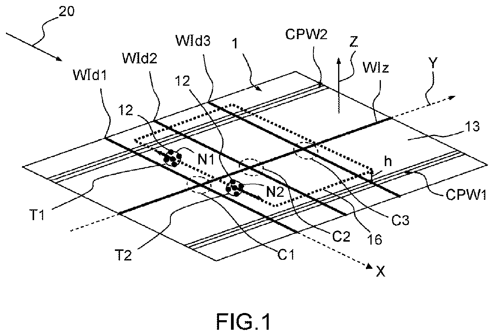 Patent US12315653 Figure 1 – Atomic chip for ultra-cold atom inertial sensor and associated sensor