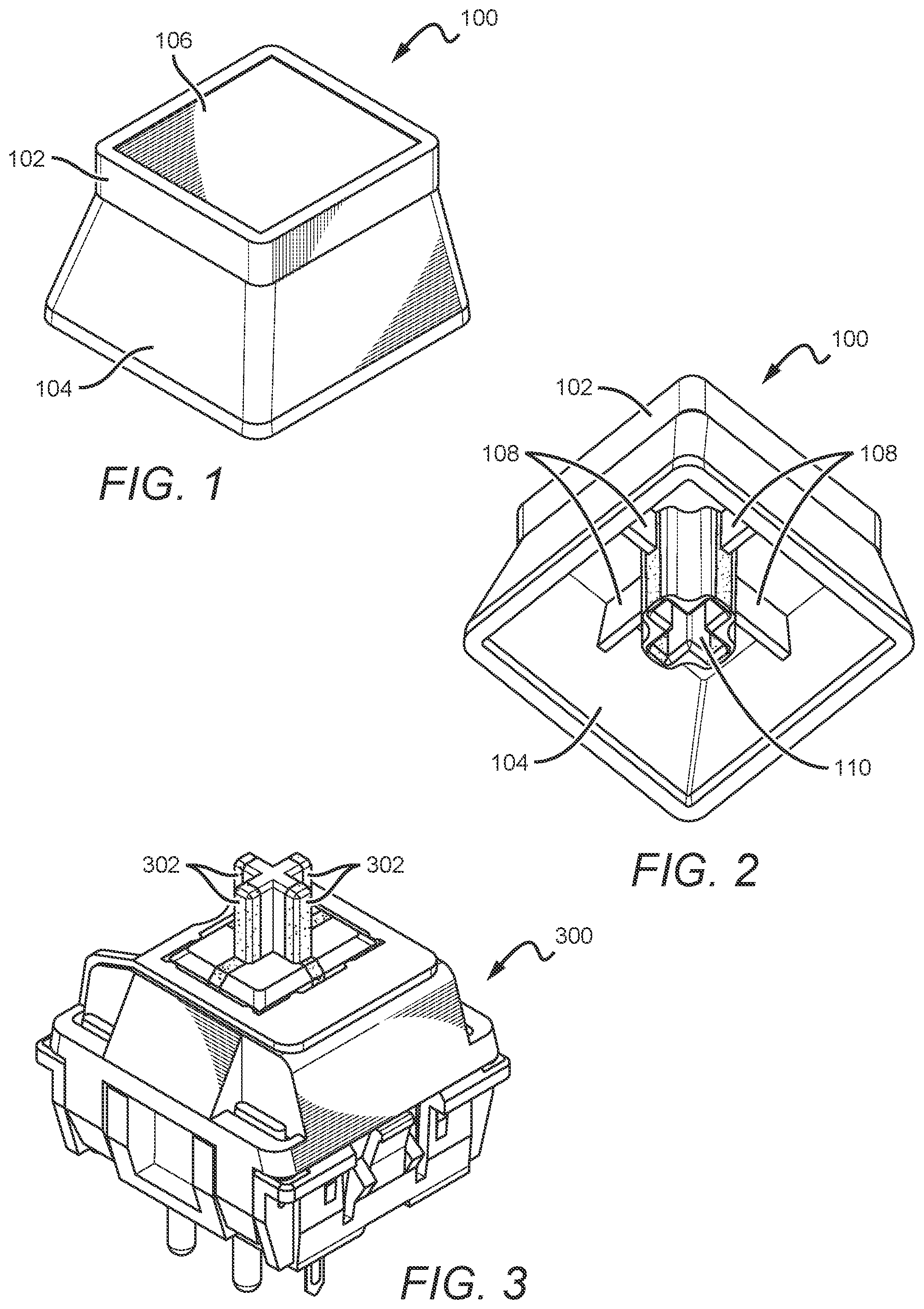 Patent US12315685 Figure 1 – Specialized keyboard keycaps