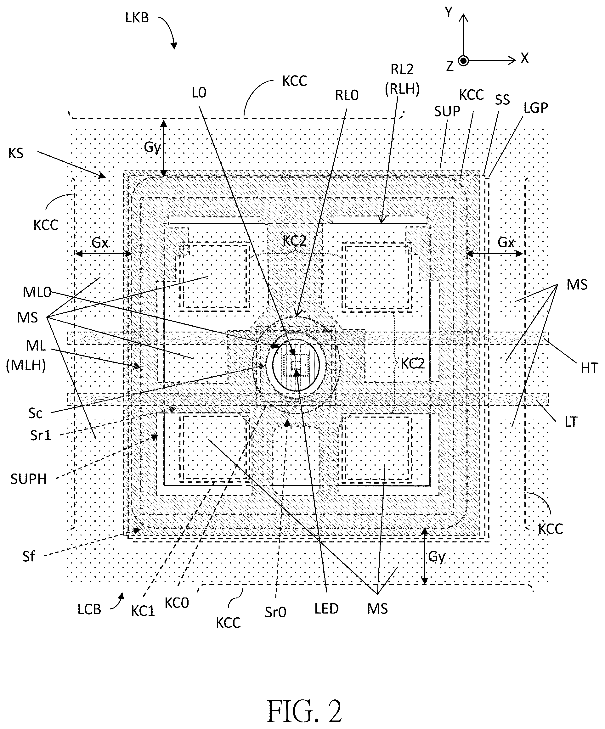 Patent US12315686 Figure 2 – Lighting keyboard, backlight module and lighting board