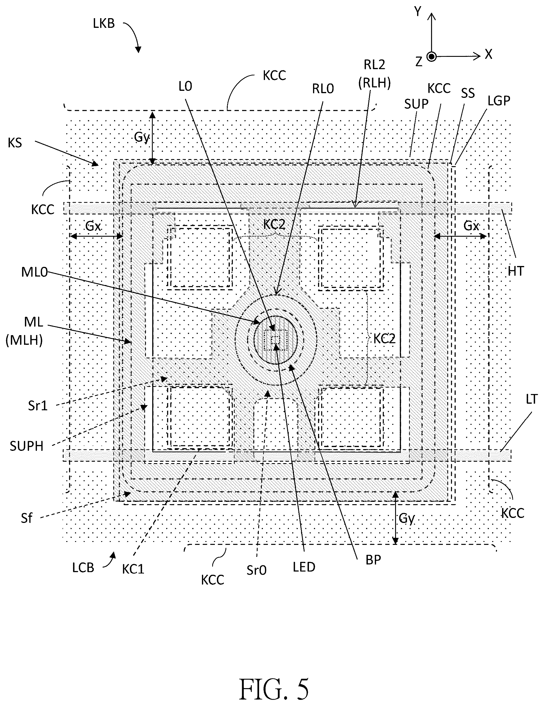 Patent US12315686 Figure 5 – Lighting keyboard, backlight module and lighting board