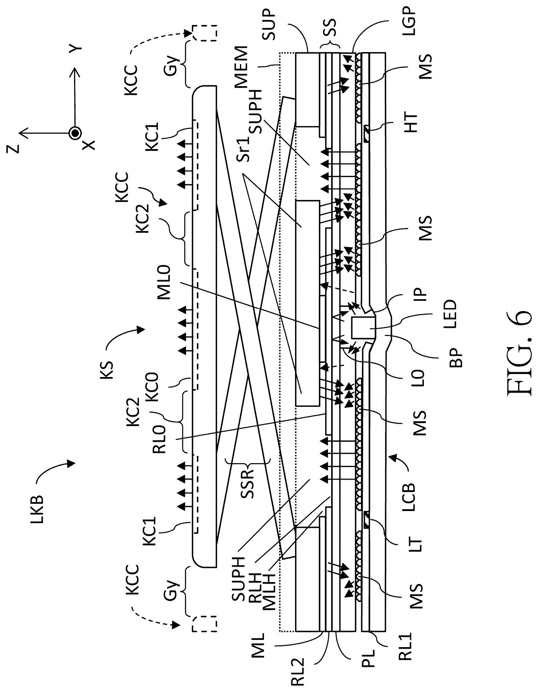 Patent US12315686 Figure 6 – Lighting keyboard, backlight module and lighting board