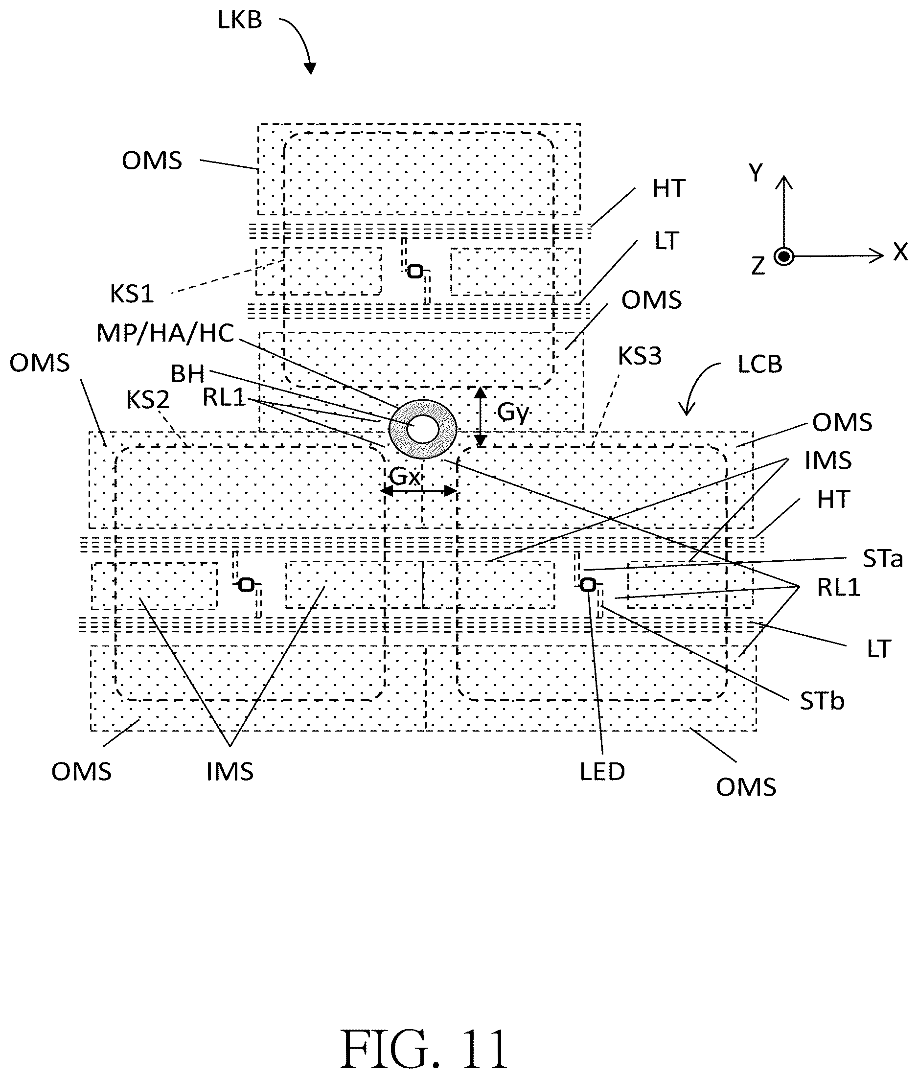 Patent US12315686 Figure 11 – Lighting keyboard, backlight module and lighting board