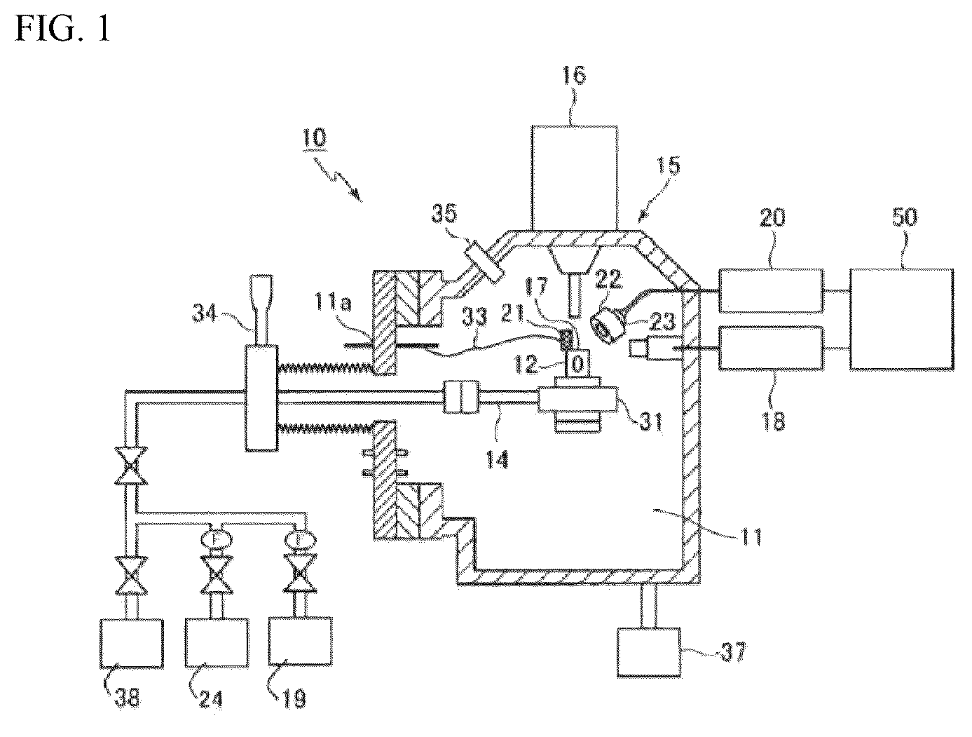 Patent US12315696 Figure 1 – Device for observing permeation and diffusion path of observation target gas, observation target gas measuring method, point-defect location detecting device, point-defect location detecting method, and observation samples