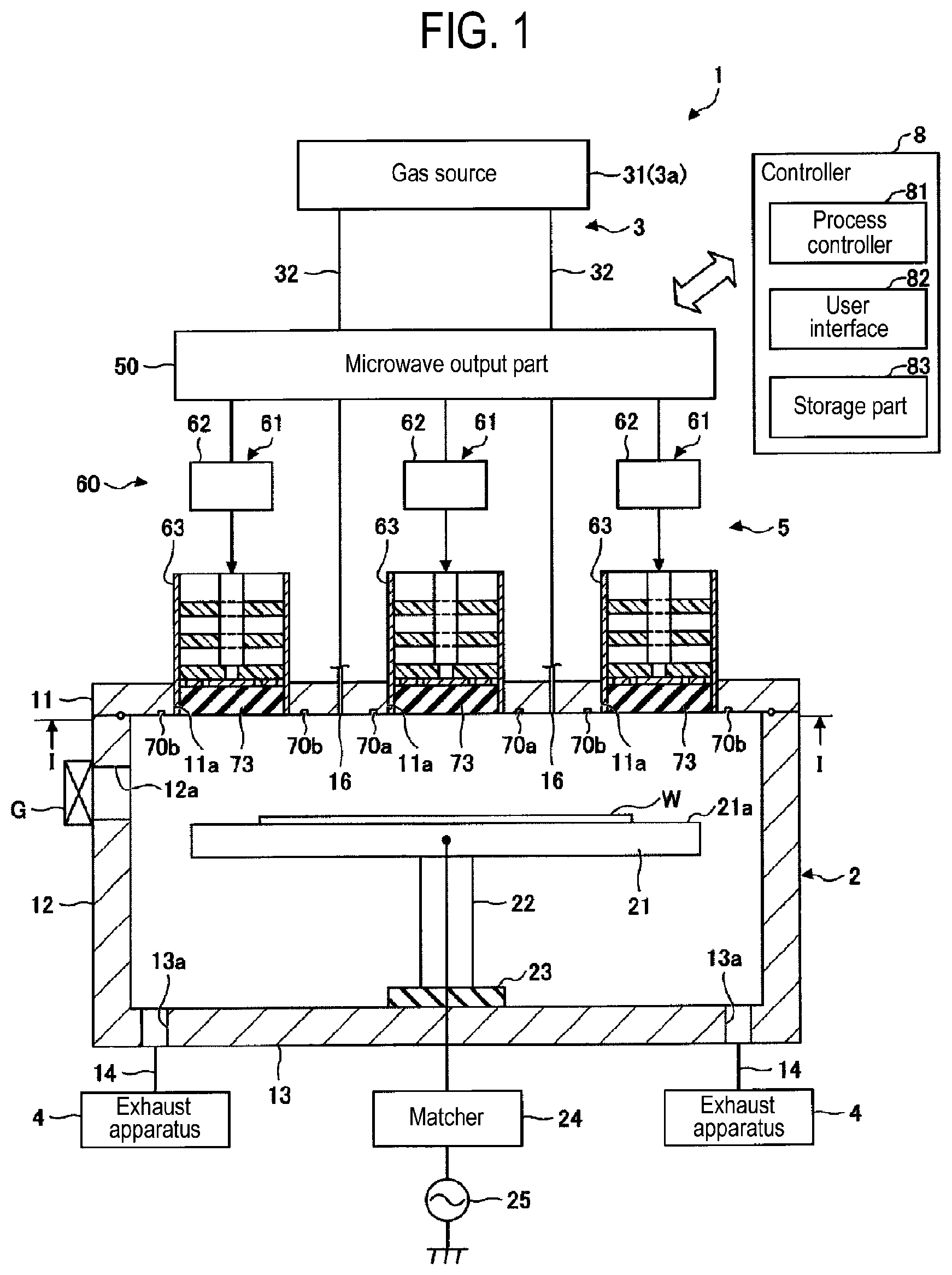 Patent US12315700 Figure 1 – Plasma processing apparatus and ceiling wall