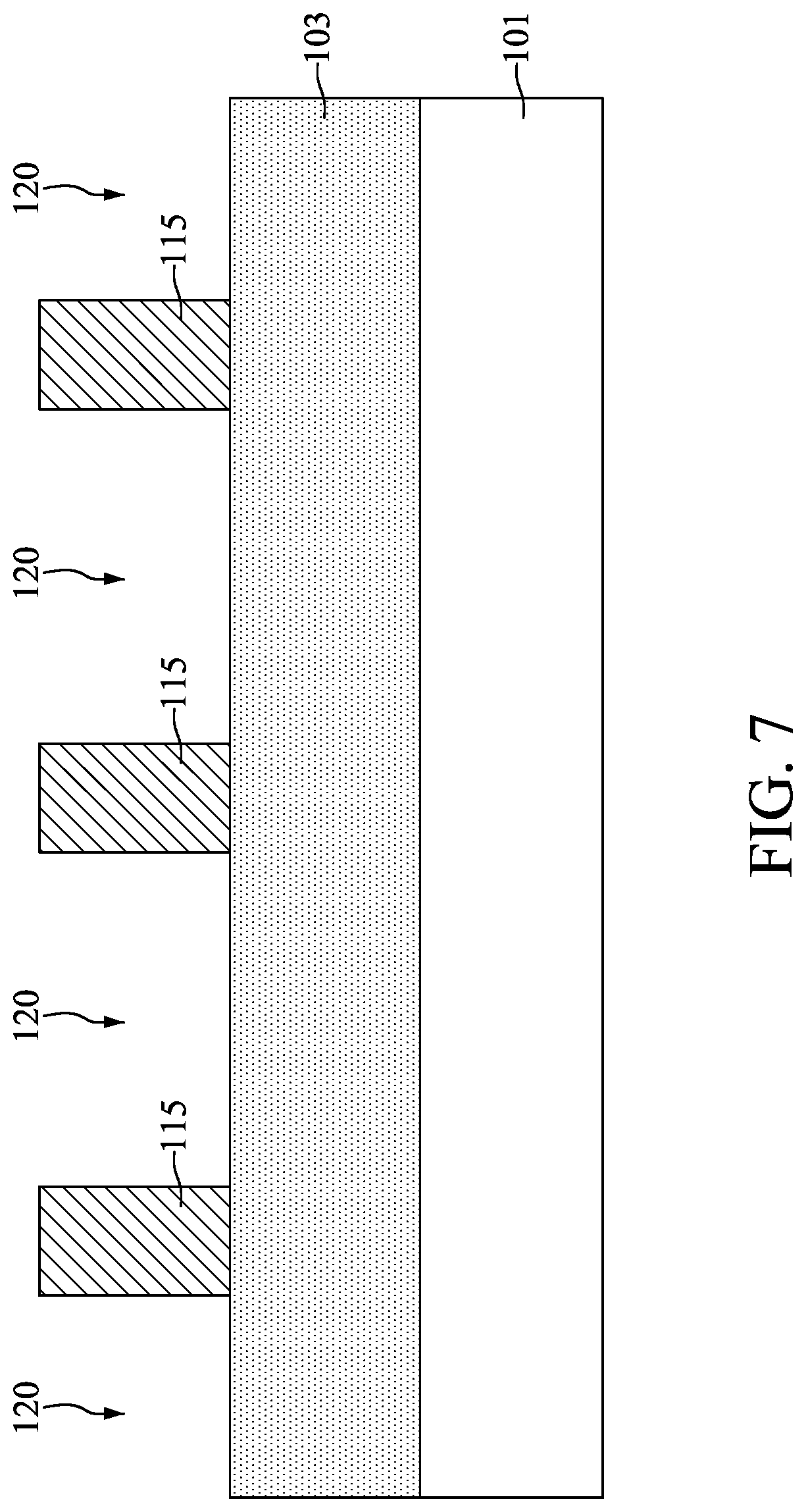 Patent US12315725 Figure 7 – Method for preparing semiconductor device structure having features of different depths