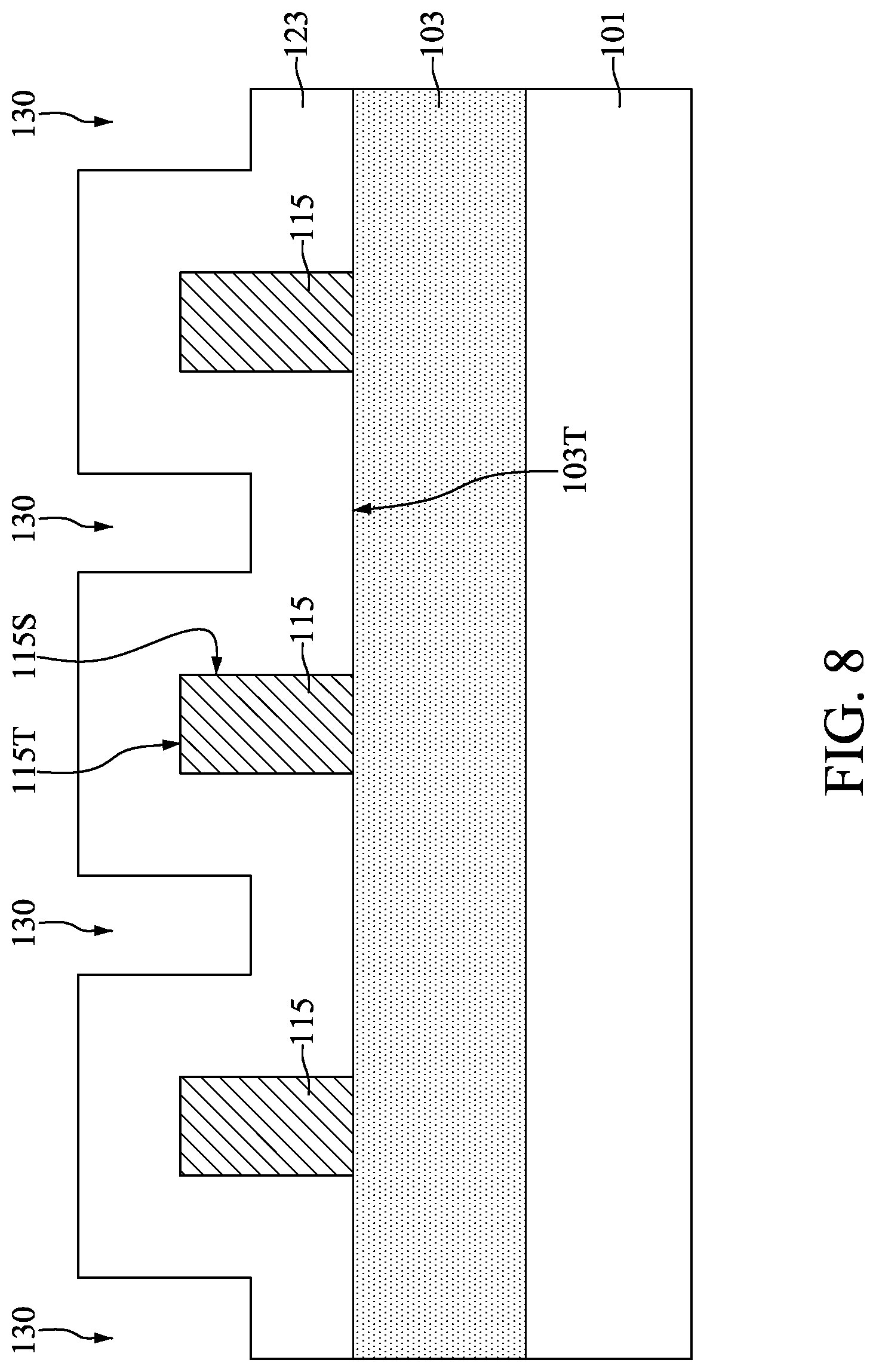 Patent US12315725 Figure 8 – Method for preparing semiconductor device structure having features of different depths