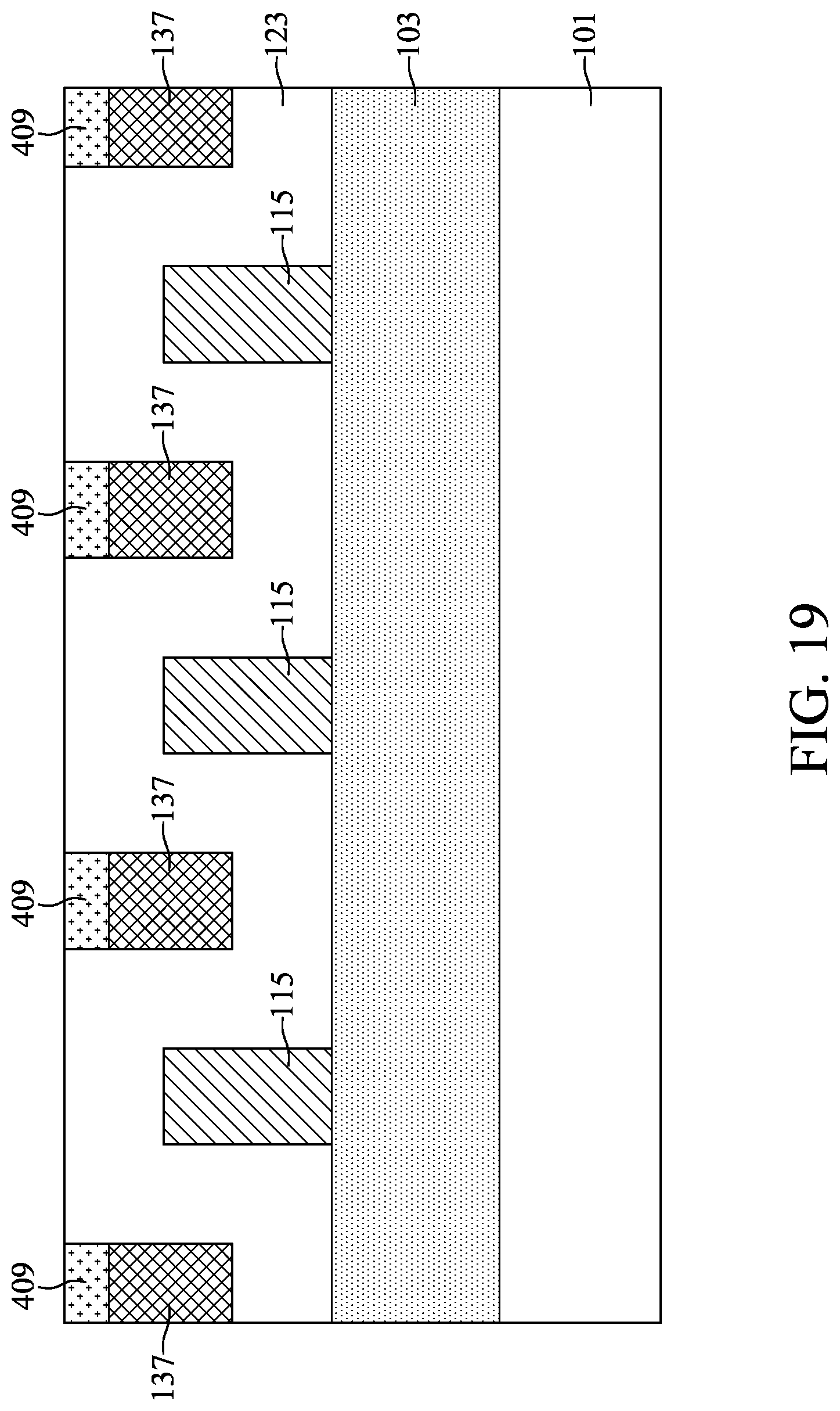 Patent US12315725 Figure 19 – Method for preparing semiconductor device structure having features of different depths