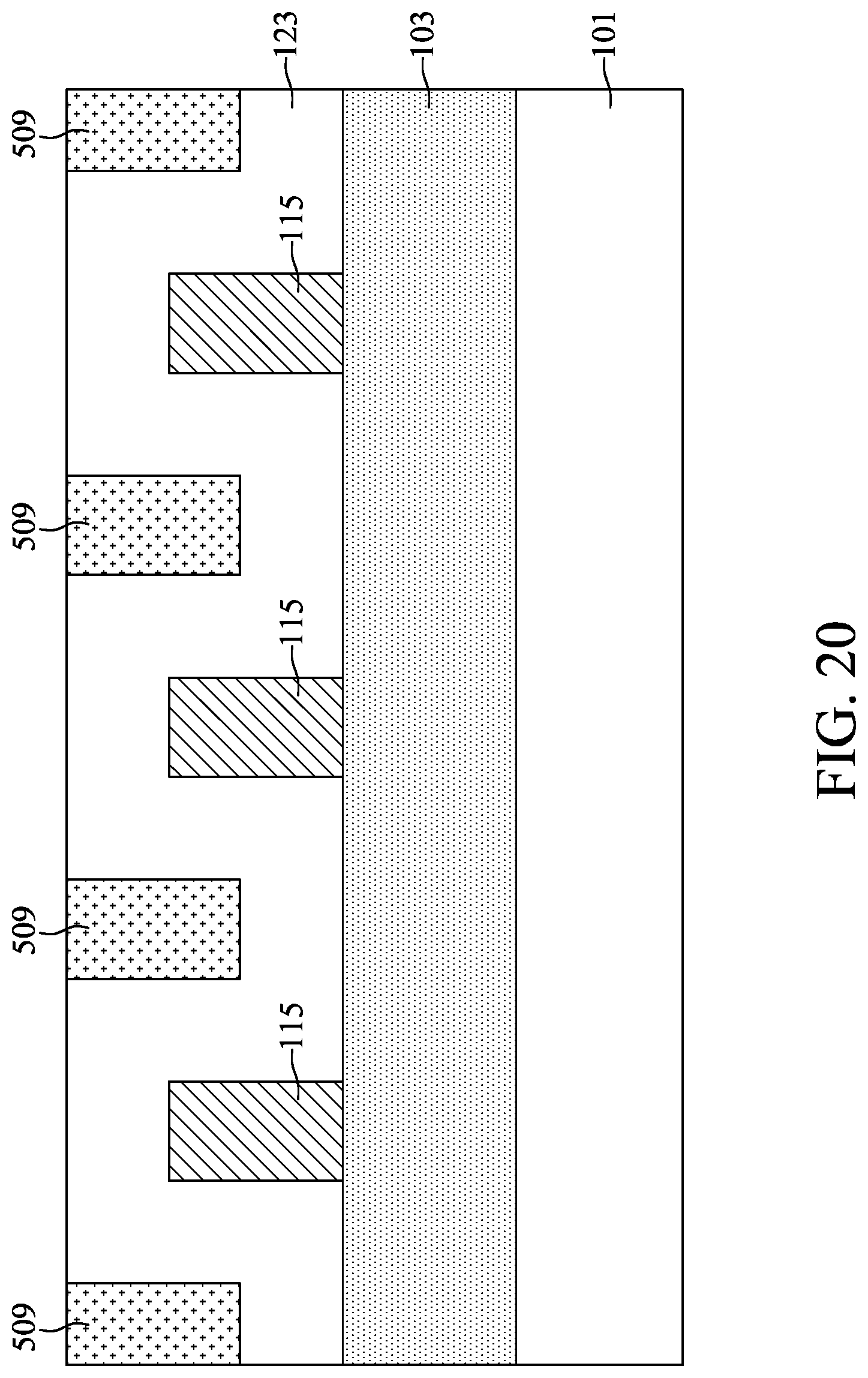 Patent US12315725 Figure 20 – Method for preparing semiconductor device structure having features of different depths