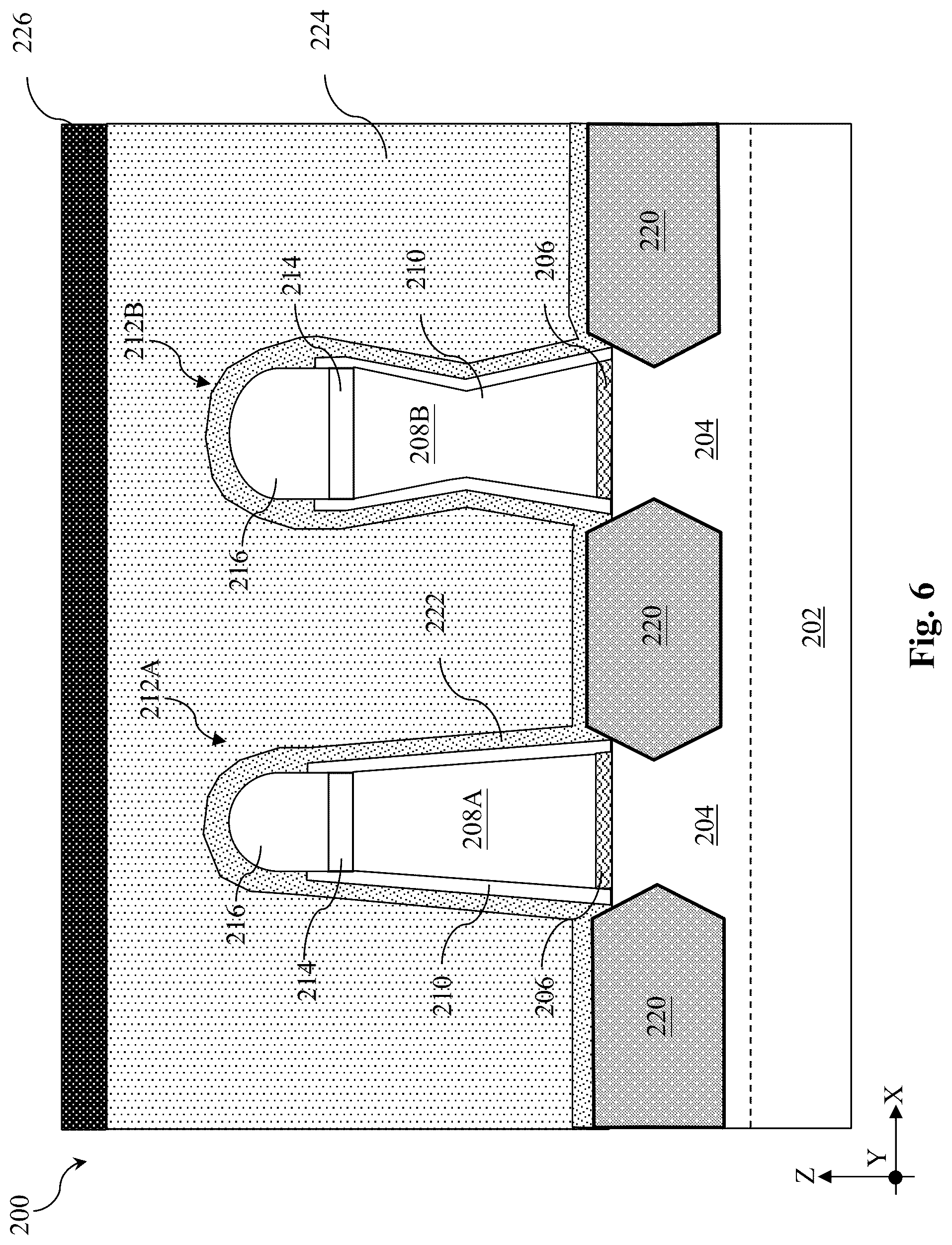 Patent US12315738 Figure 6 – Method of forming a gate structure including semiconductor material implantation into dummy gate stack