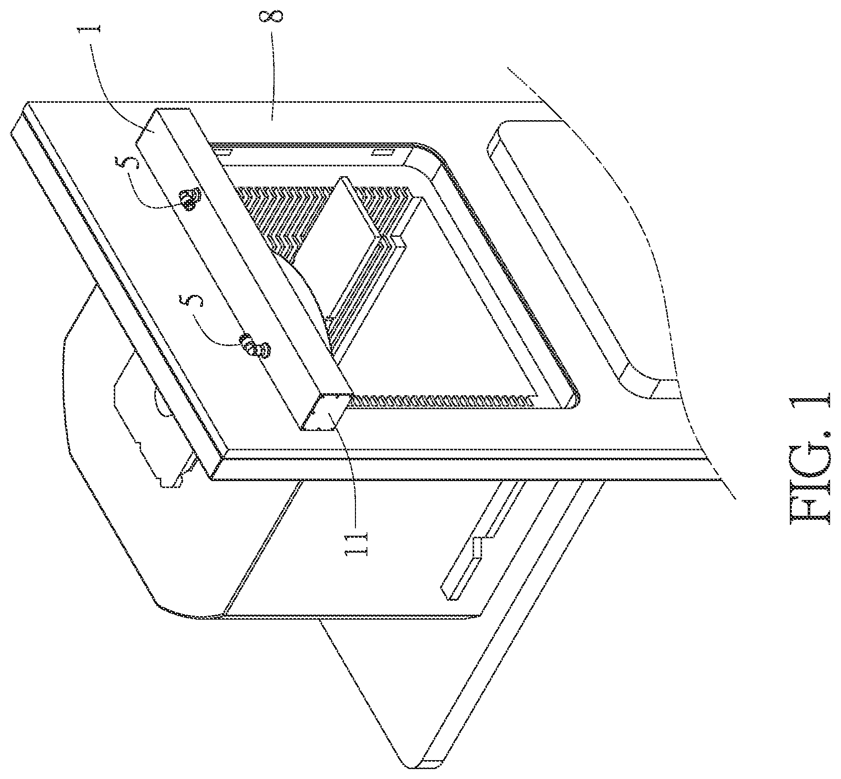 Patent US12315750 — Gas curtain device for front opening unified pod — Figure 1
