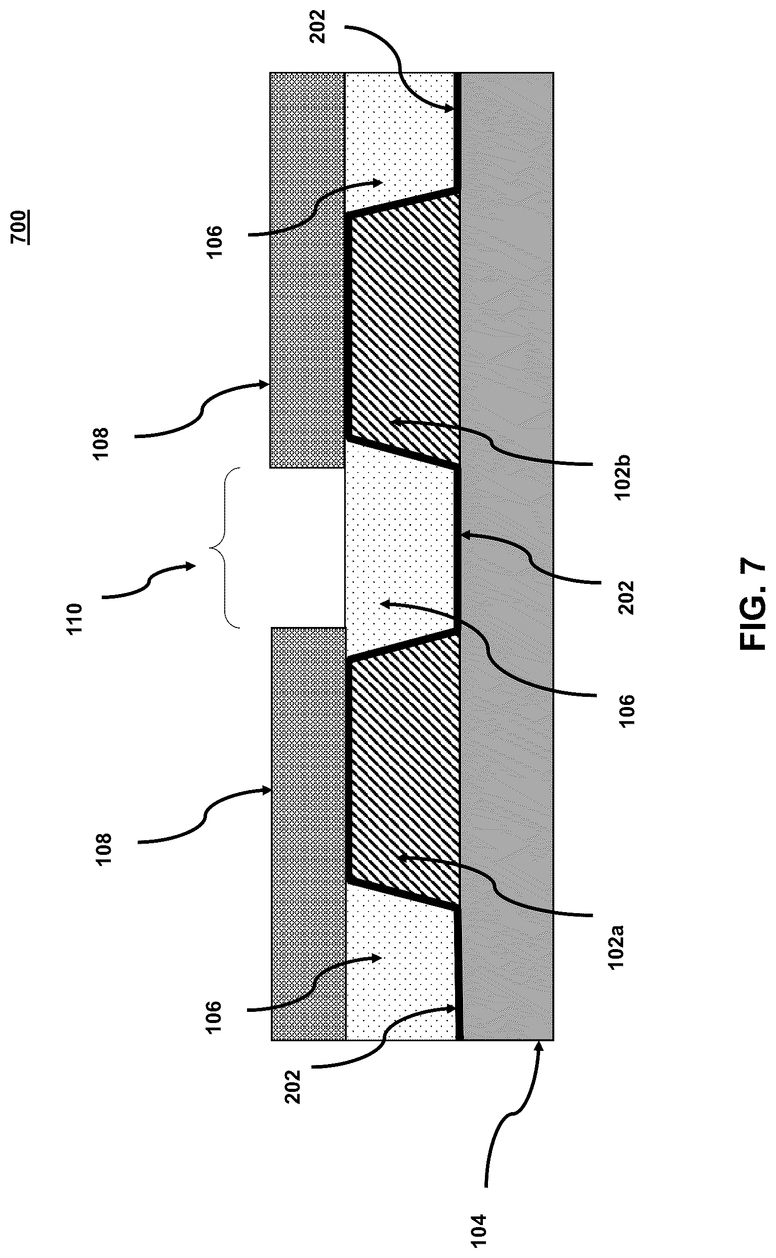 Patent US12315762 Figure 7 – Self-aligned lines and methods for fabricating the same
