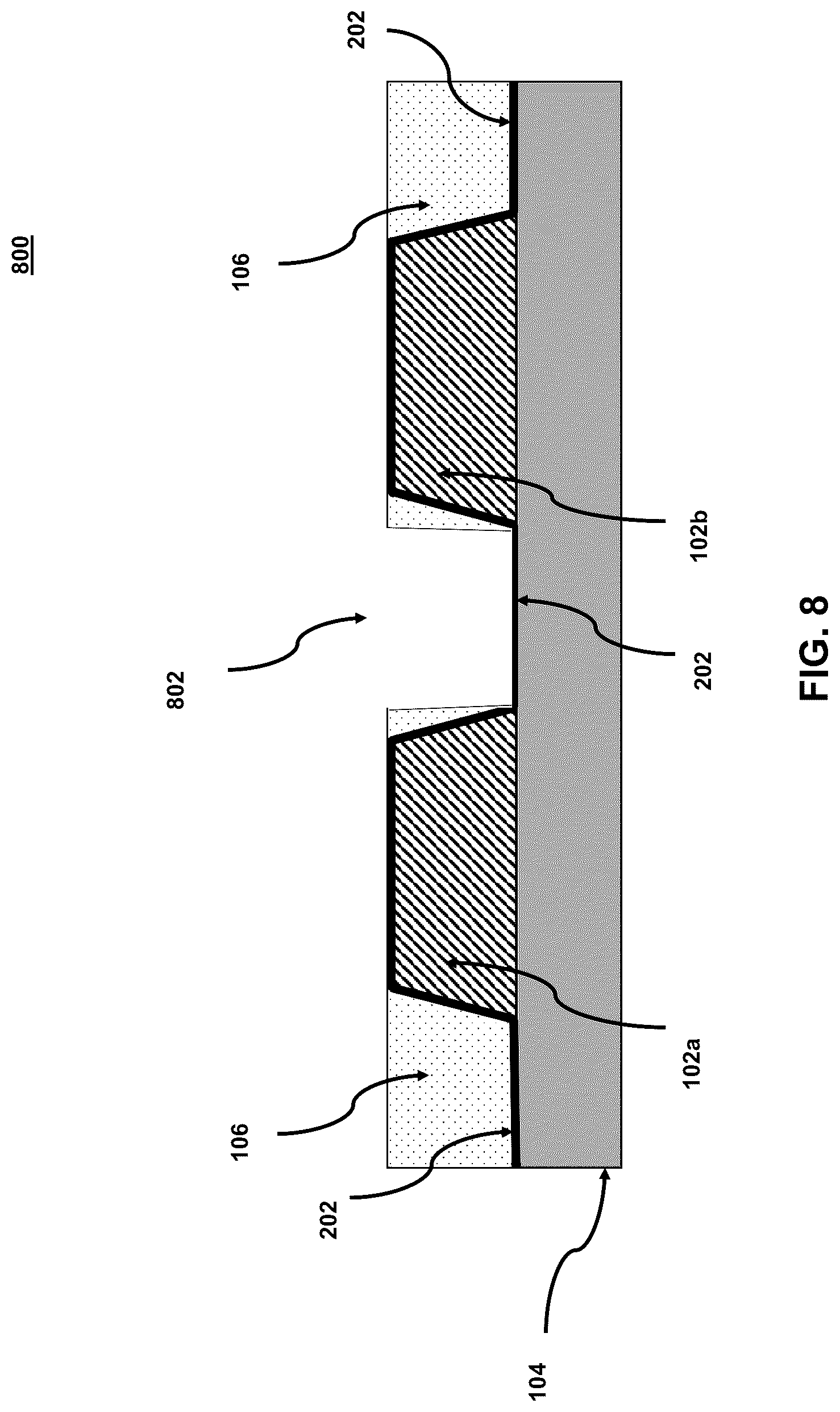 Patent US12315762 Figure 8 – Self-aligned lines and methods for fabricating the same