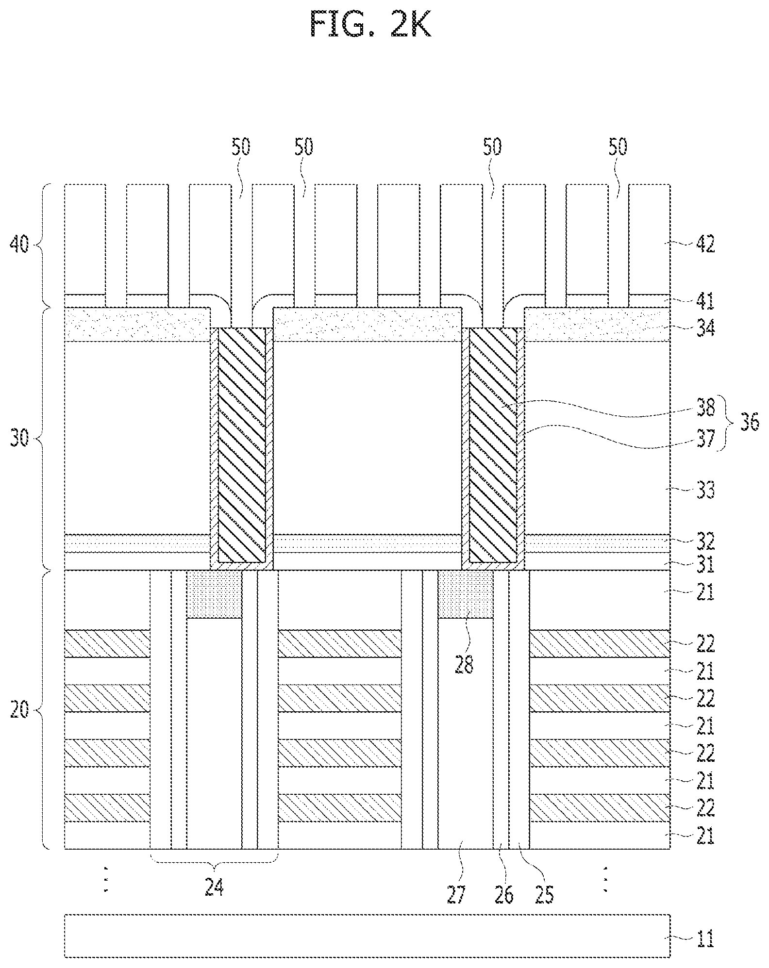 Patent US12315766 Figure 12 – Semiconductor device including spacer layer contacting bit line bottom sidewalls