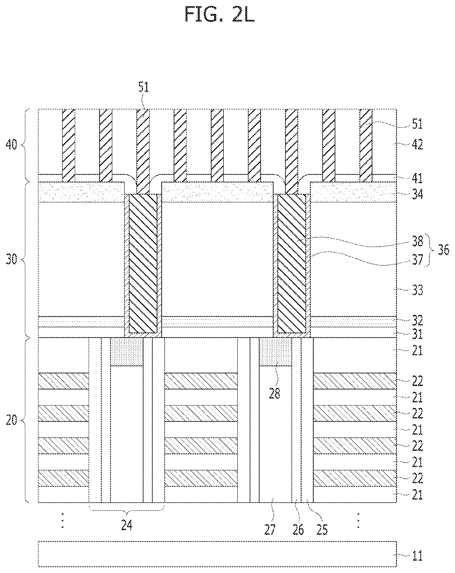 Patent US12315766 Figure 13 – Semiconductor device including spacer layer contacting bit line bottom sidewalls
