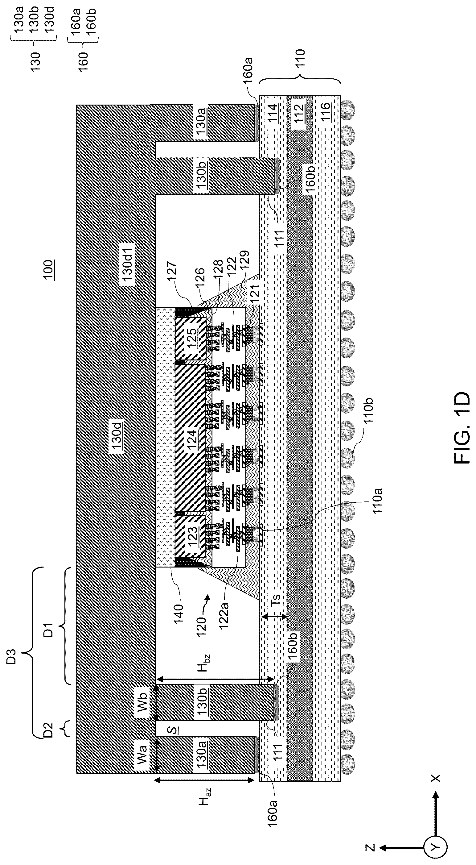 Patent US12315768 Figure 3 – Package assembly including lid with additional stress mitigating feet and methods of making the same