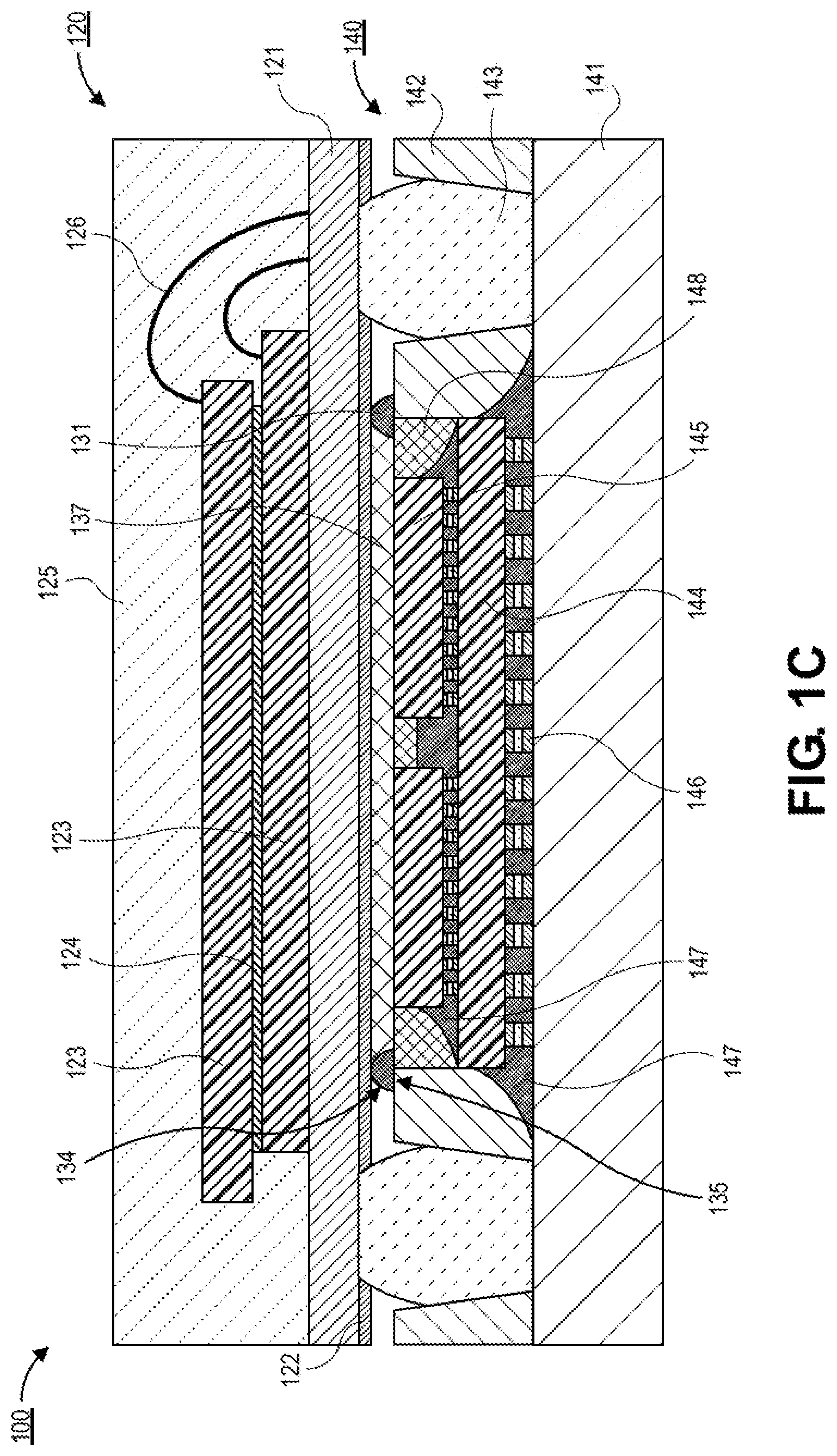 Patent US12315777 Figure 3 – Microelectronics package comprising a package-on-package (POP) architecture with inkjet barrier material for controlling bondline thickness and POP adhesive keep out zone