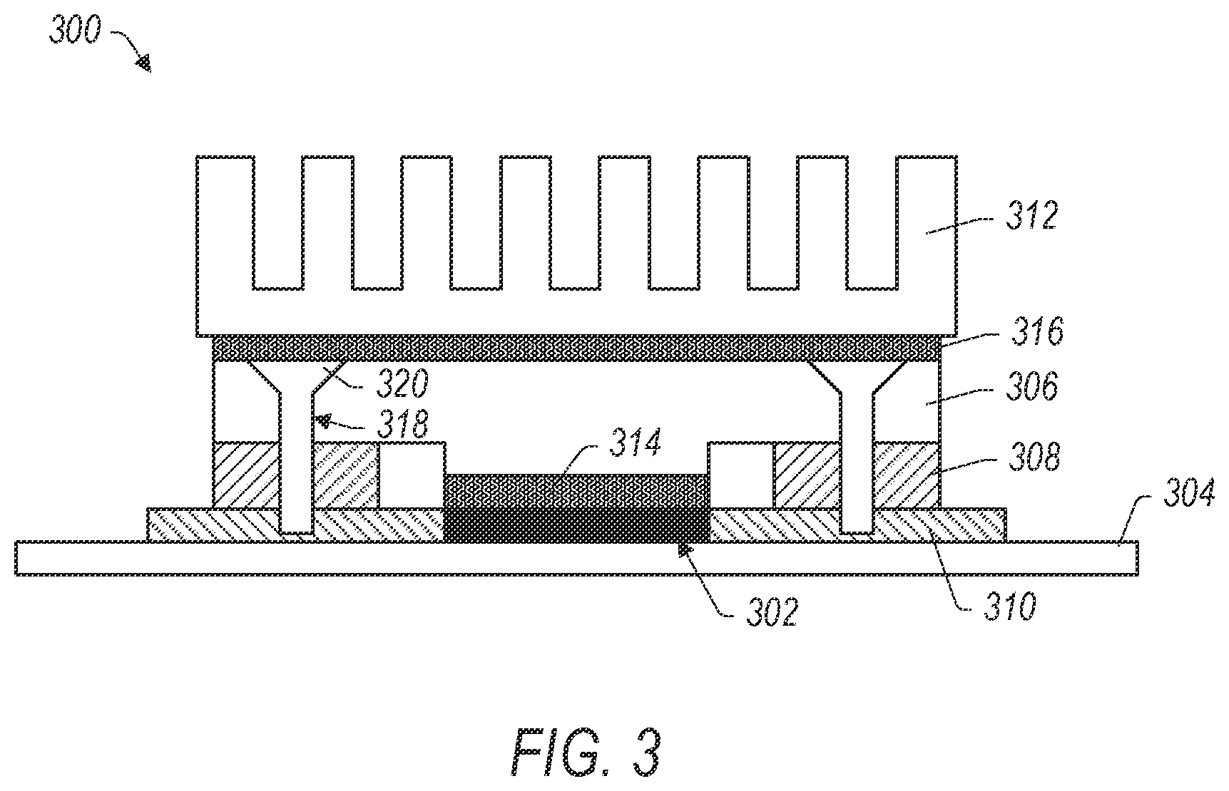 Patent US12315779 Figure 3 – Vapor chamber heat spreader for bare die processors