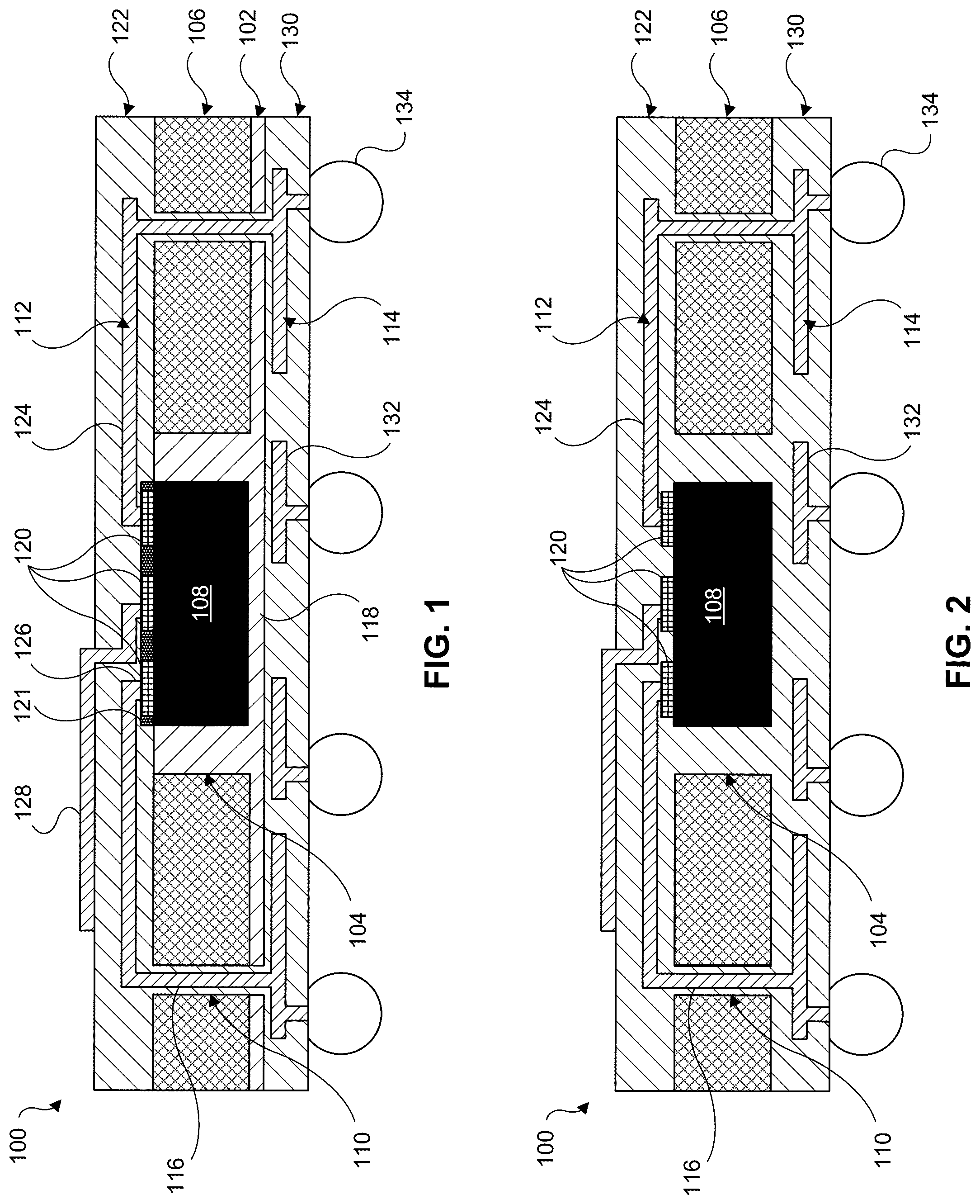 Patent US12315787 Figure 1 – Embedded semiconductor packages and methods thereof
