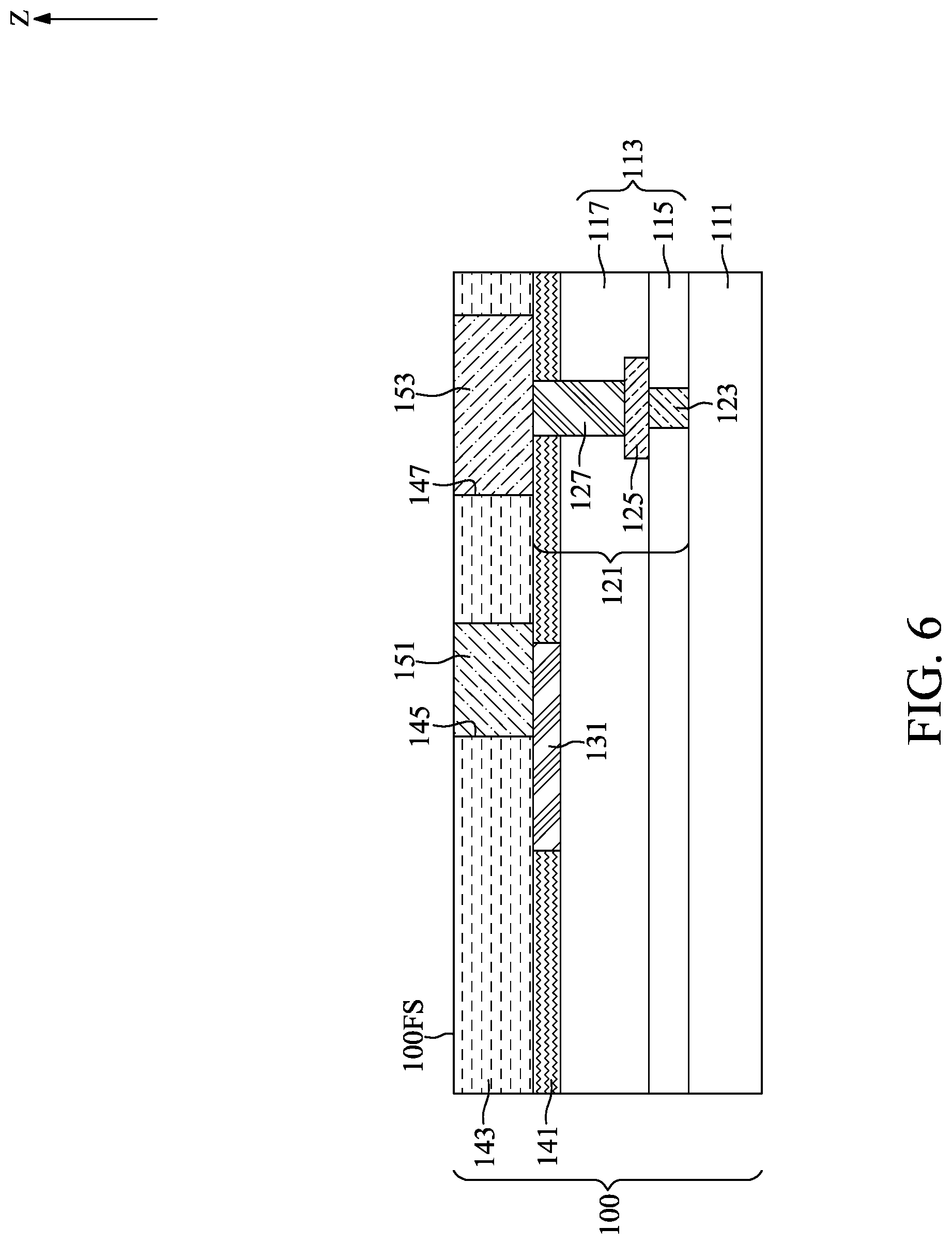 Patent US12315793 Figure 6 – Semiconductor device with redistribution plugs